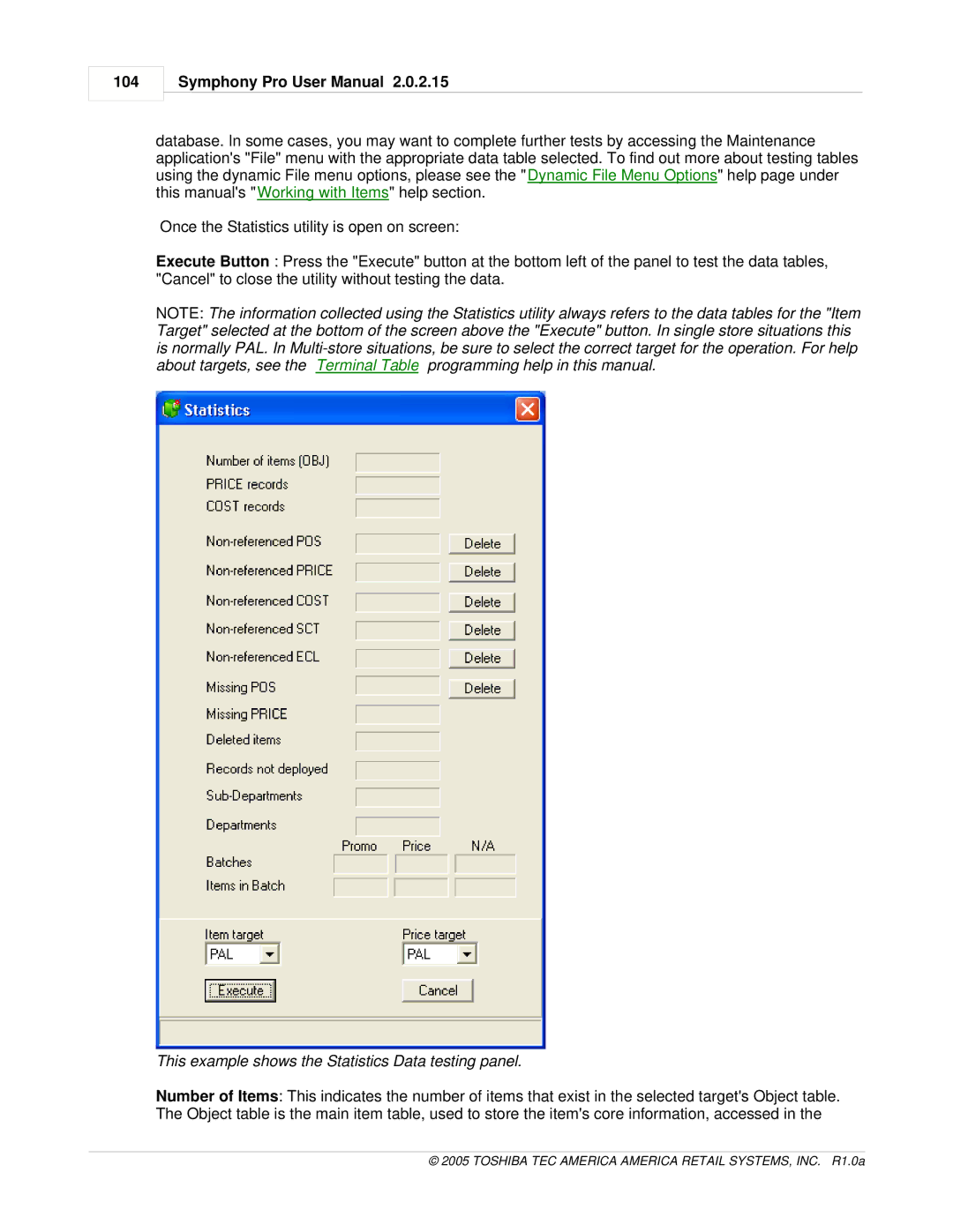 Toshiba Electric Keyboard owner manual 104, This example shows the Statistics Data testing panel 