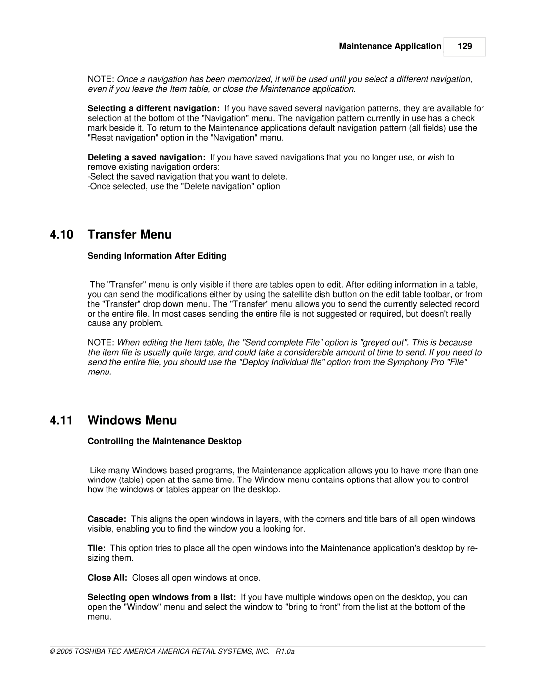 Toshiba Electric Keyboard Transfer Menu, Windows Menu, Maintenance Application 129, Sending Information After Editing 