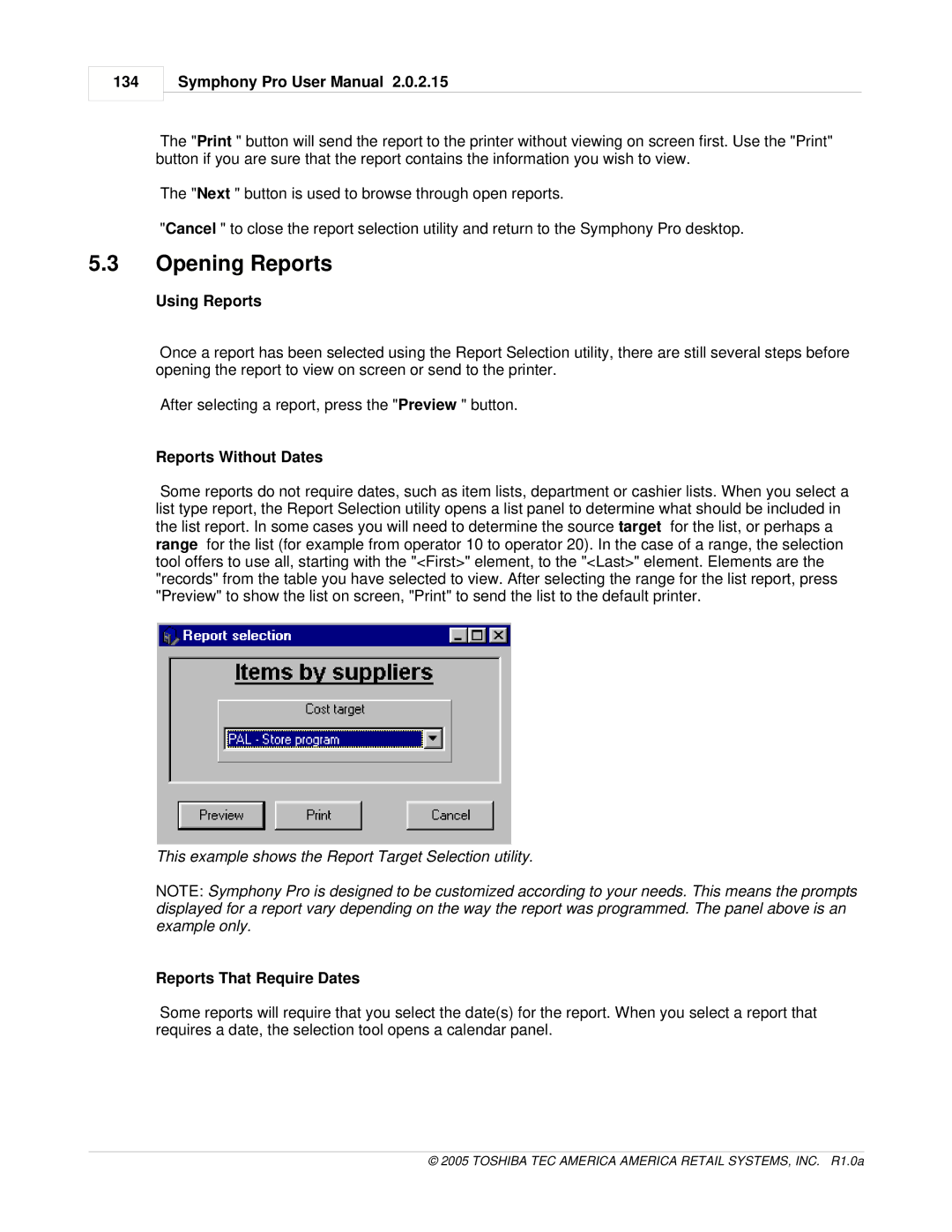 Toshiba Electric Keyboard owner manual Opening Reports, Using Reports, Reports Without Dates, Reports That Require Dates 