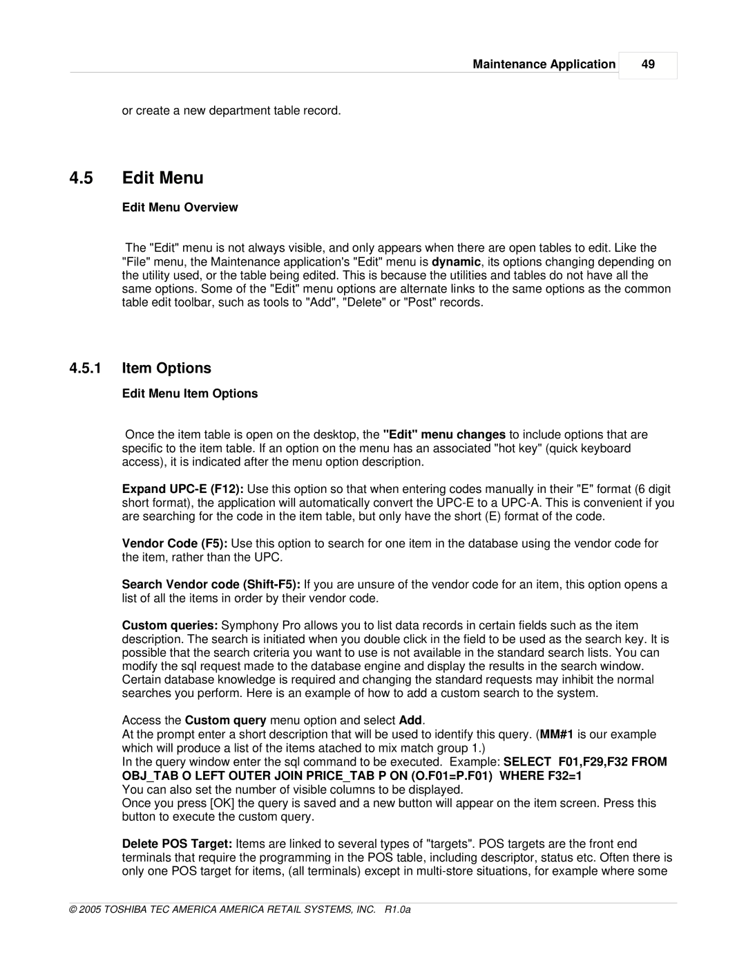 Toshiba Electric Keyboard owner manual Edit Menu Overview, Edit Menu Item Options 