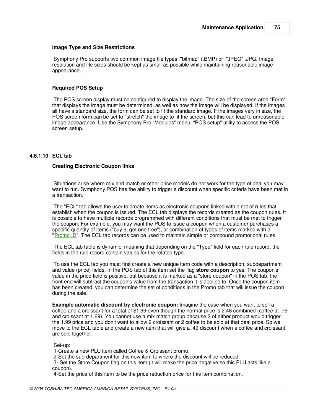 Toshiba Electric Keyboard owner manual Maintenance Application Image Type and Size Restrictions, Required POS Setup 