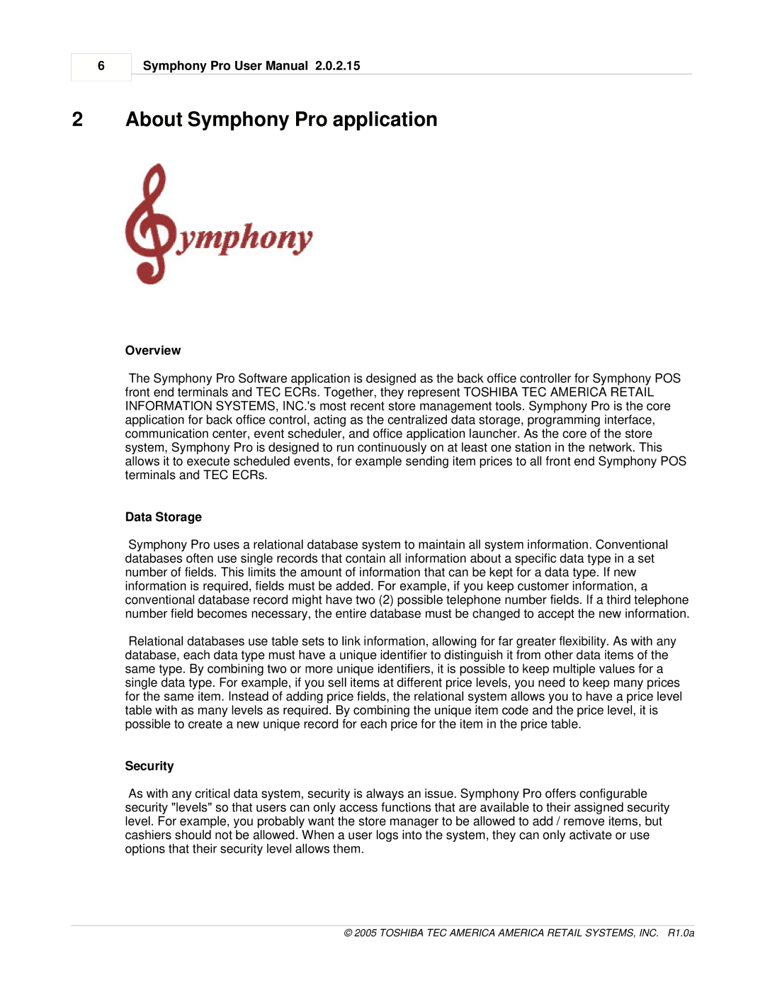 Toshiba Electric Keyboard owner manual About Symphony Pro application, Overview, Data Storage, Security 