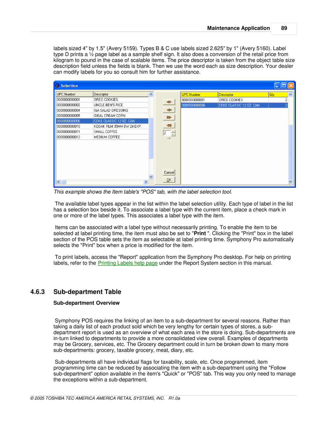 Toshiba Electric Keyboard owner manual Sub-department Table, Sub-department Overview 