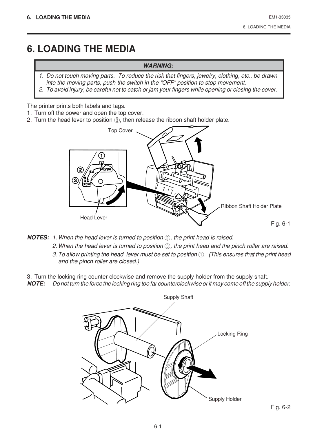 Toshiba EM1-33035E, B-570-QQ SERIES owner manual Loading the Media 