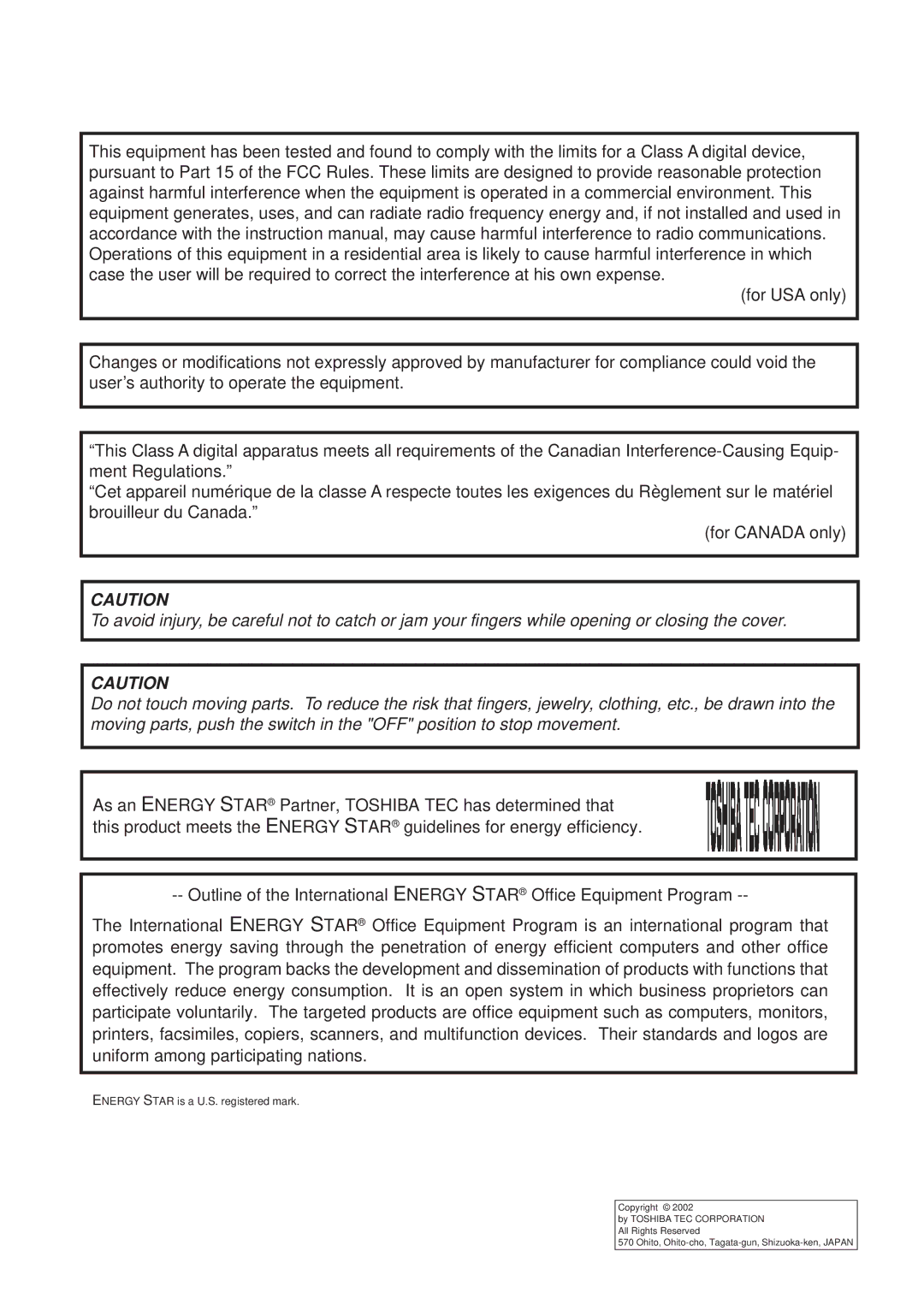 Toshiba B-570-QQ SERIES, EM1-33035E owner manual Energy Star is a U.S. registered mark 