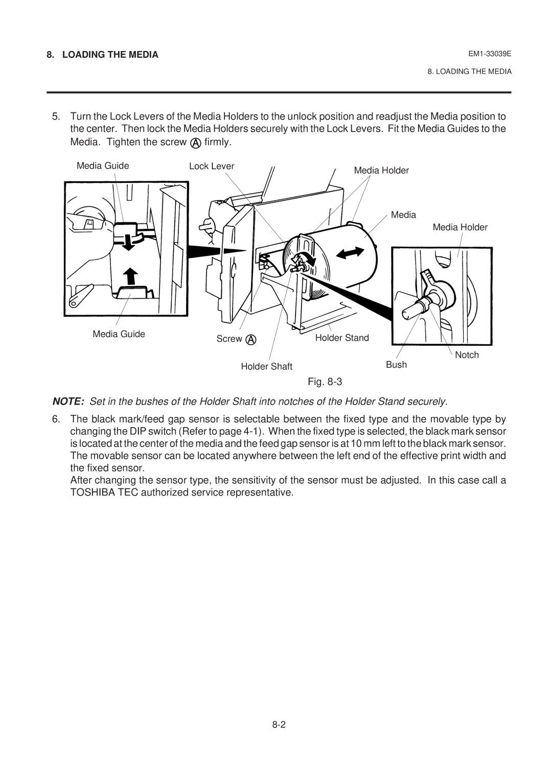 Toshiba B-870 SERIES, EM1-33039EE owner manual Loading the Media 