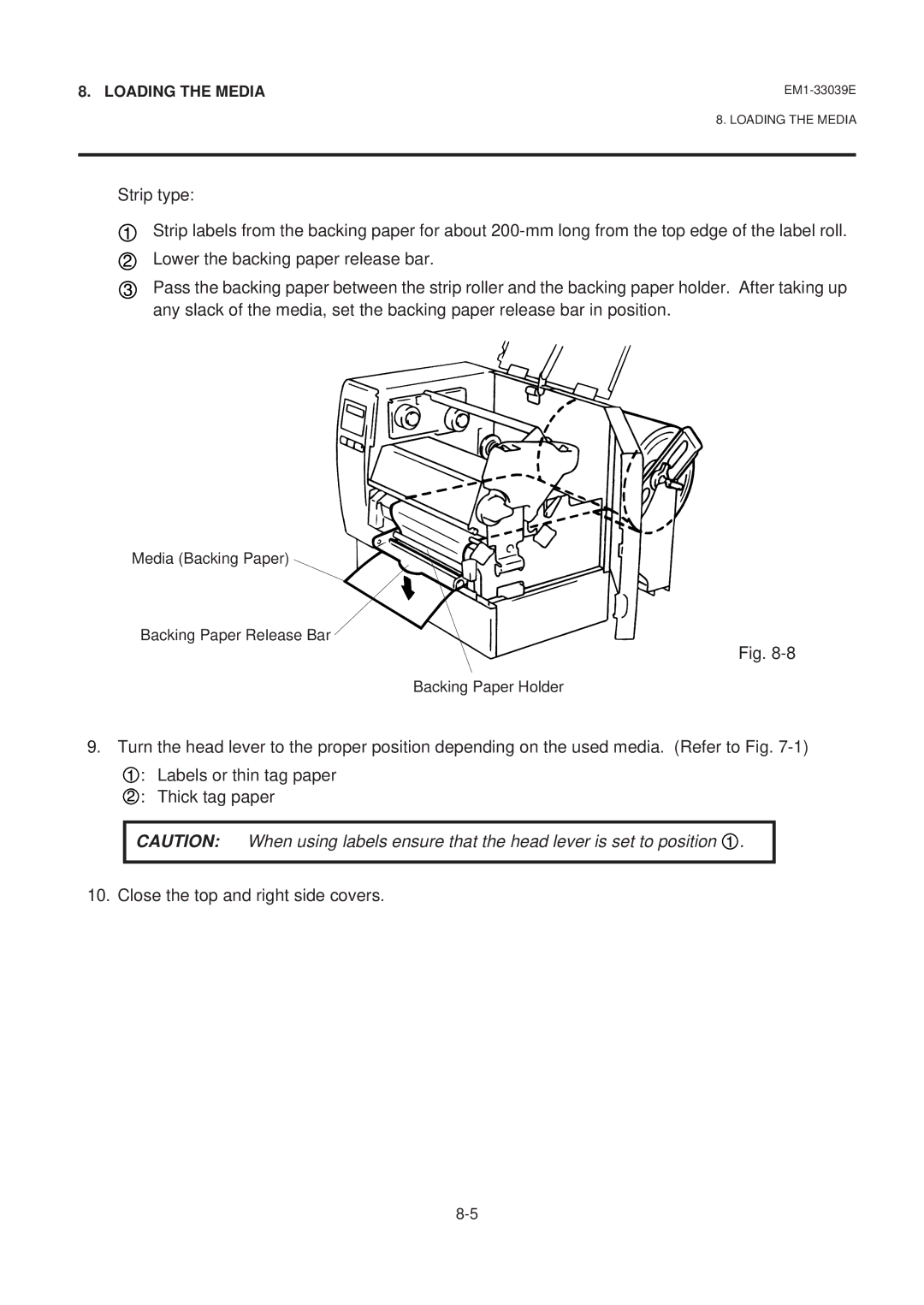 Toshiba B-870 SERIES, EM1-33039EE owner manual Loading the Media 