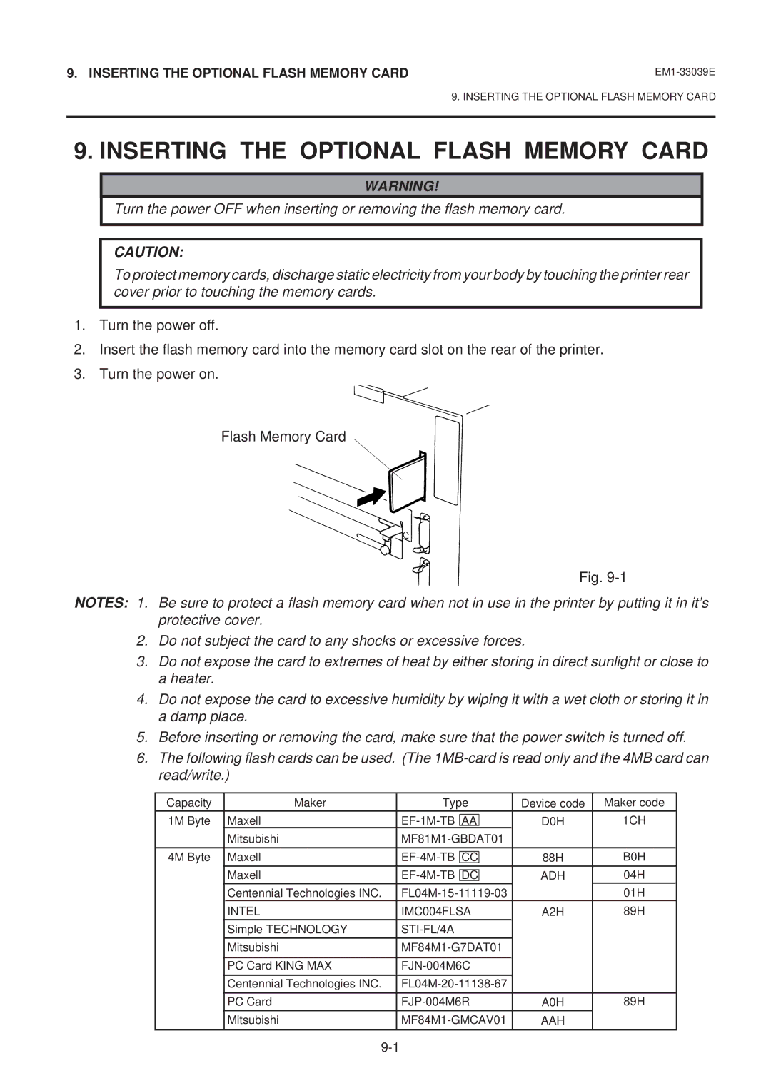 Toshiba EM1-33039EE, B-870 SERIES owner manual Inserting the Optional Flash Memory Card, STI-FL/4A 