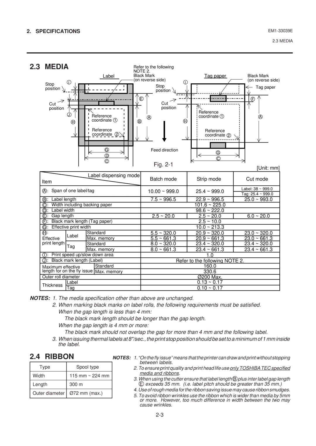 Toshiba EM1-33039EE, B-870 SERIES owner manual Media, Ribbon 