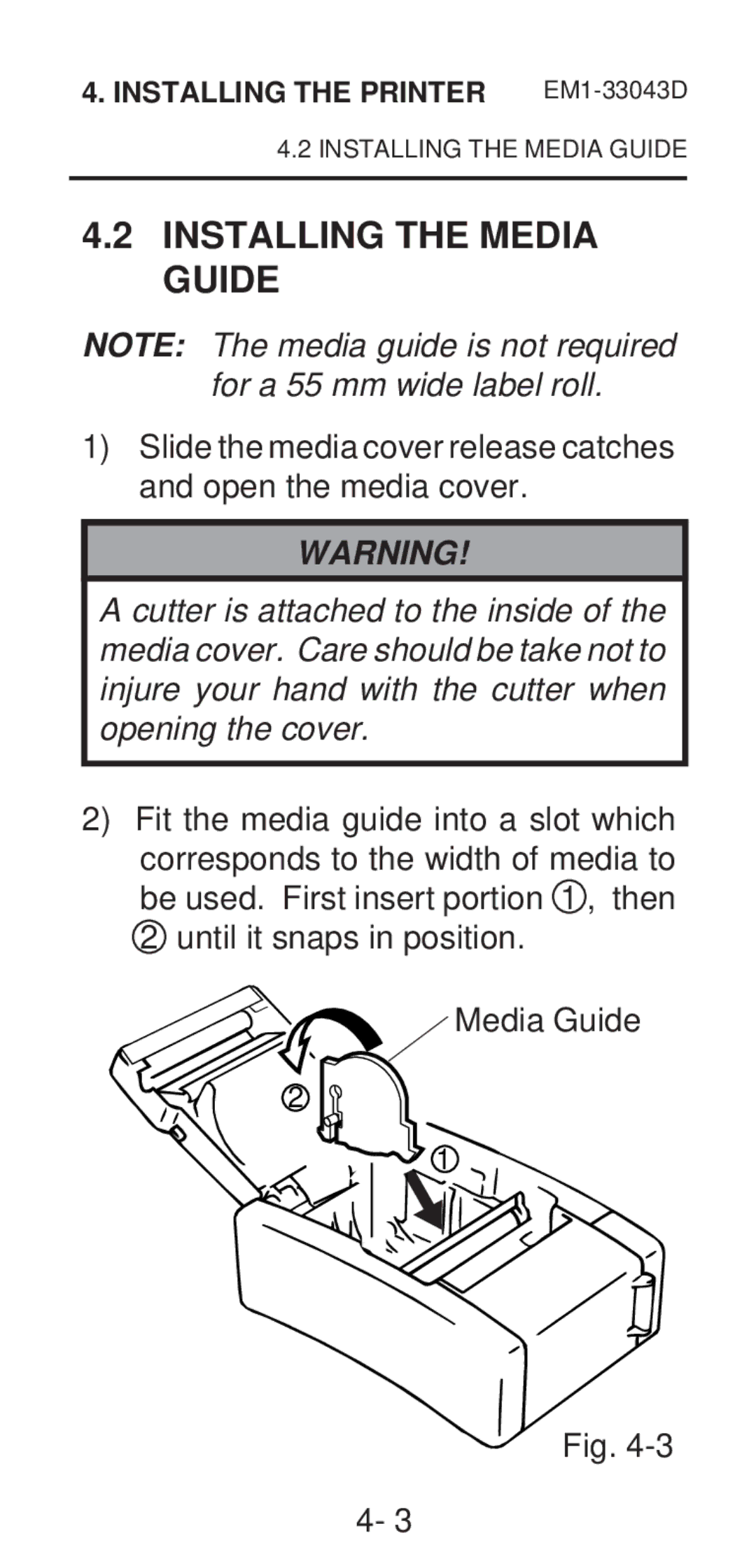 Toshiba EM1-33043A, EM1-33043D, B-210 SERIES owner manual Installing the Media Guide 