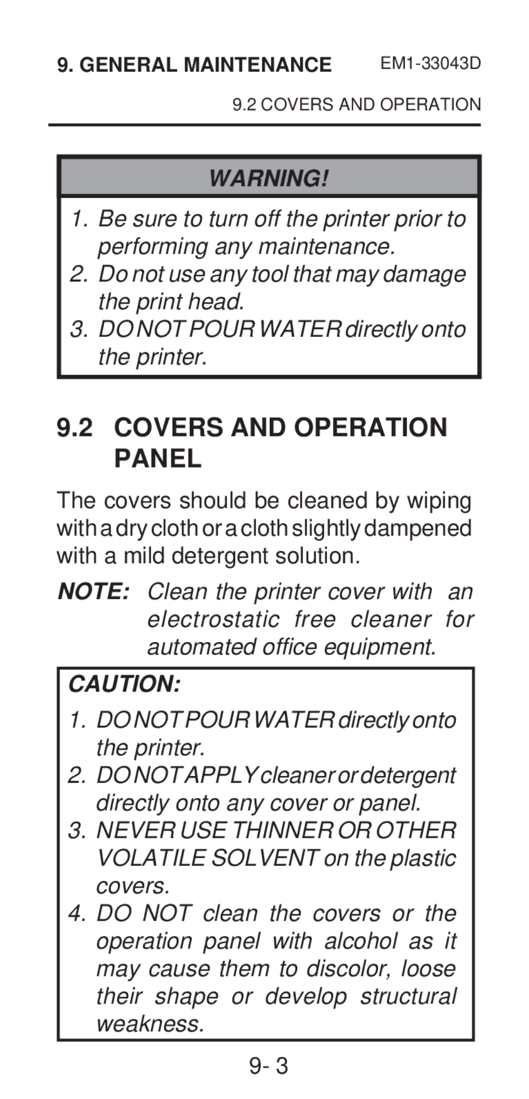 Toshiba EM1-33043A, EM1-33043D, B-210 SERIES owner manual Covers and Operation Panel 