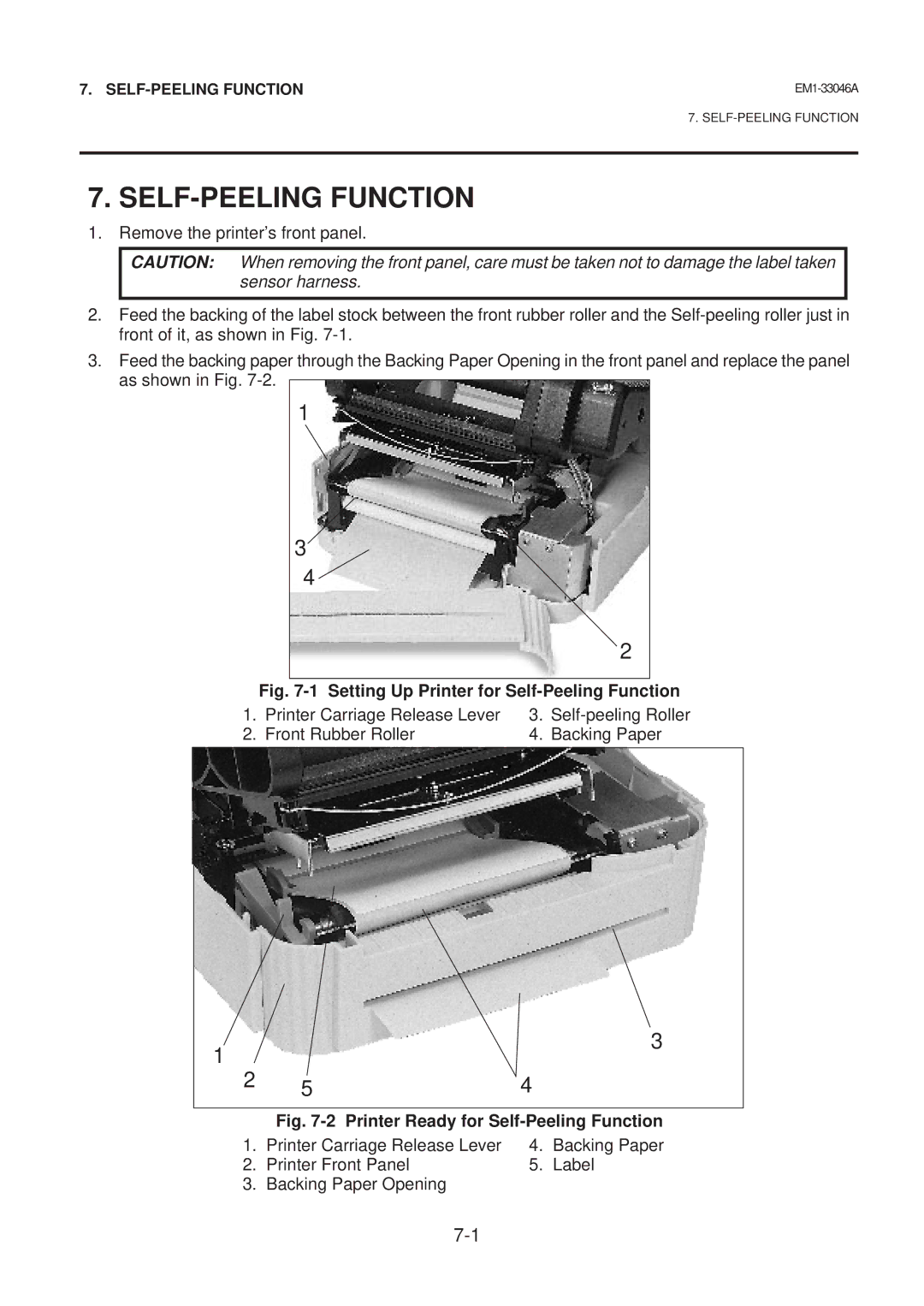 Toshiba EM1-33046AE, B-442-QP owner manual SELF-PEELING Function, Setting Up Printer for Self-Peeling Function 