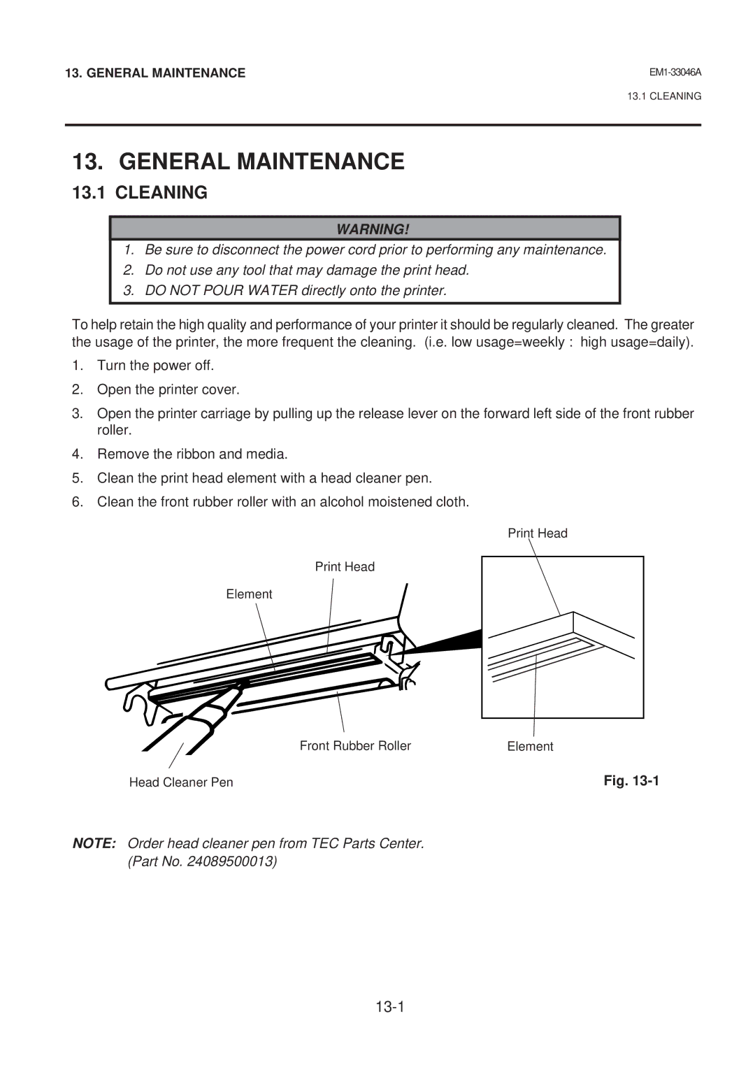 Toshiba B-442-QP, EM1-33046AE owner manual General Maintenance, Cleaning 