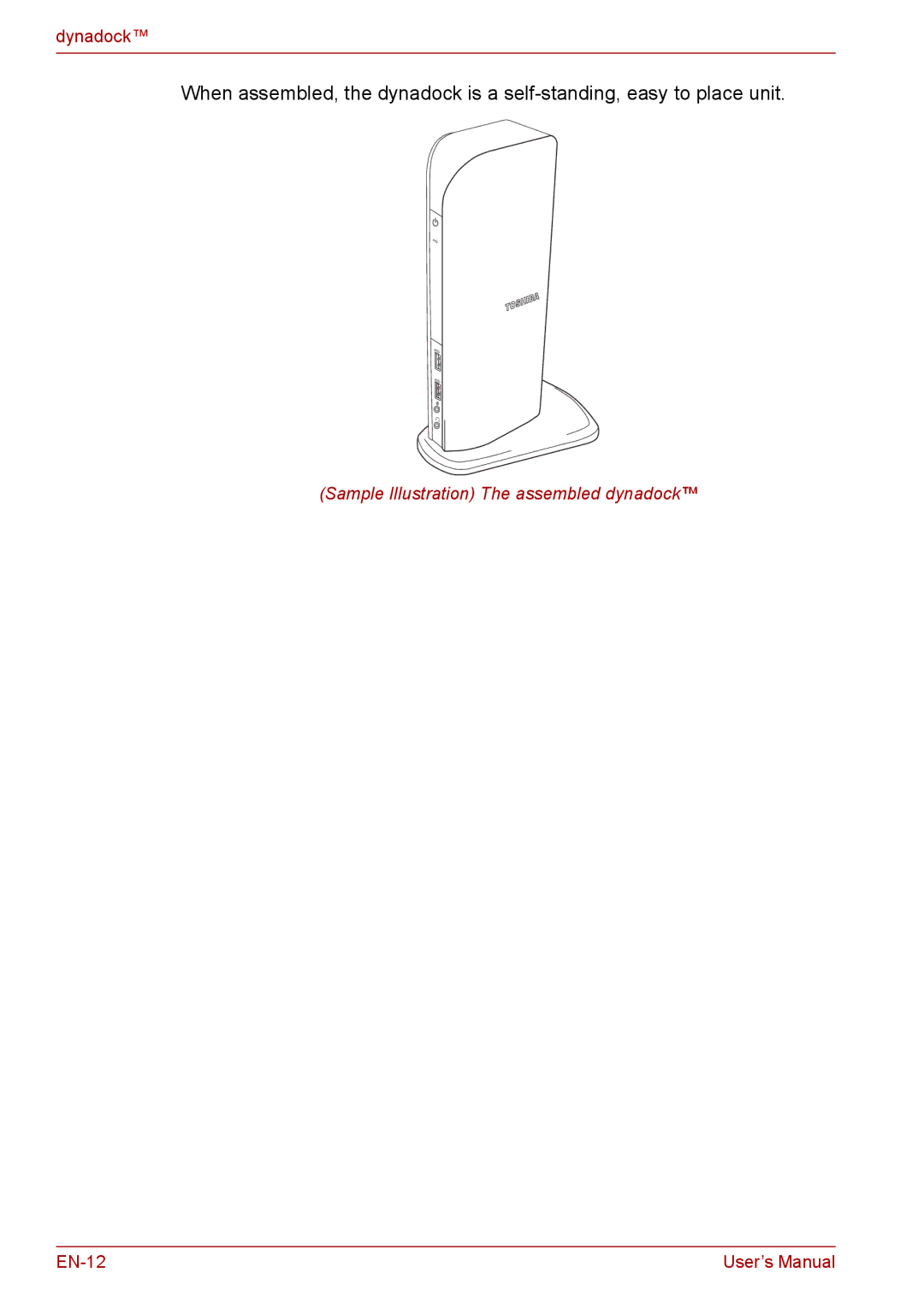 Toshiba EN-2 user manual Sample Illustration The assembled dynadock 