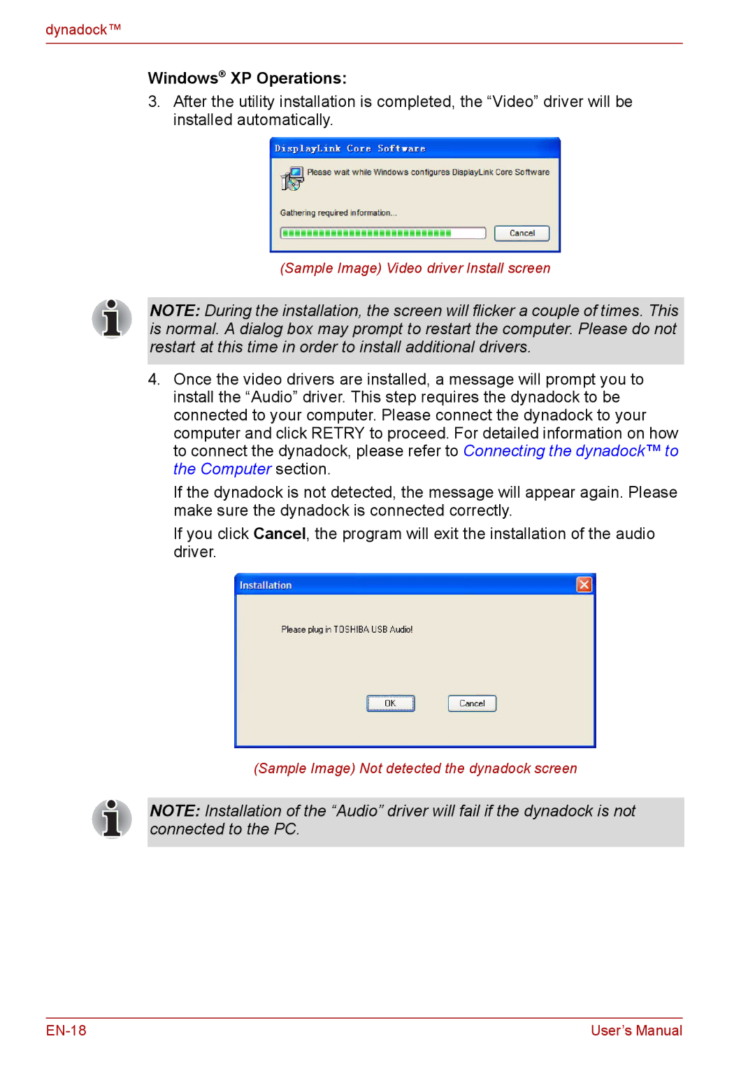 Toshiba EN-2 user manual Windows XP Operations 