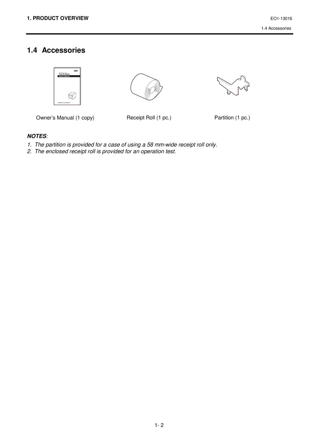 Toshiba EO1-13016, TRST-56 SERIES owner manual Accessories 