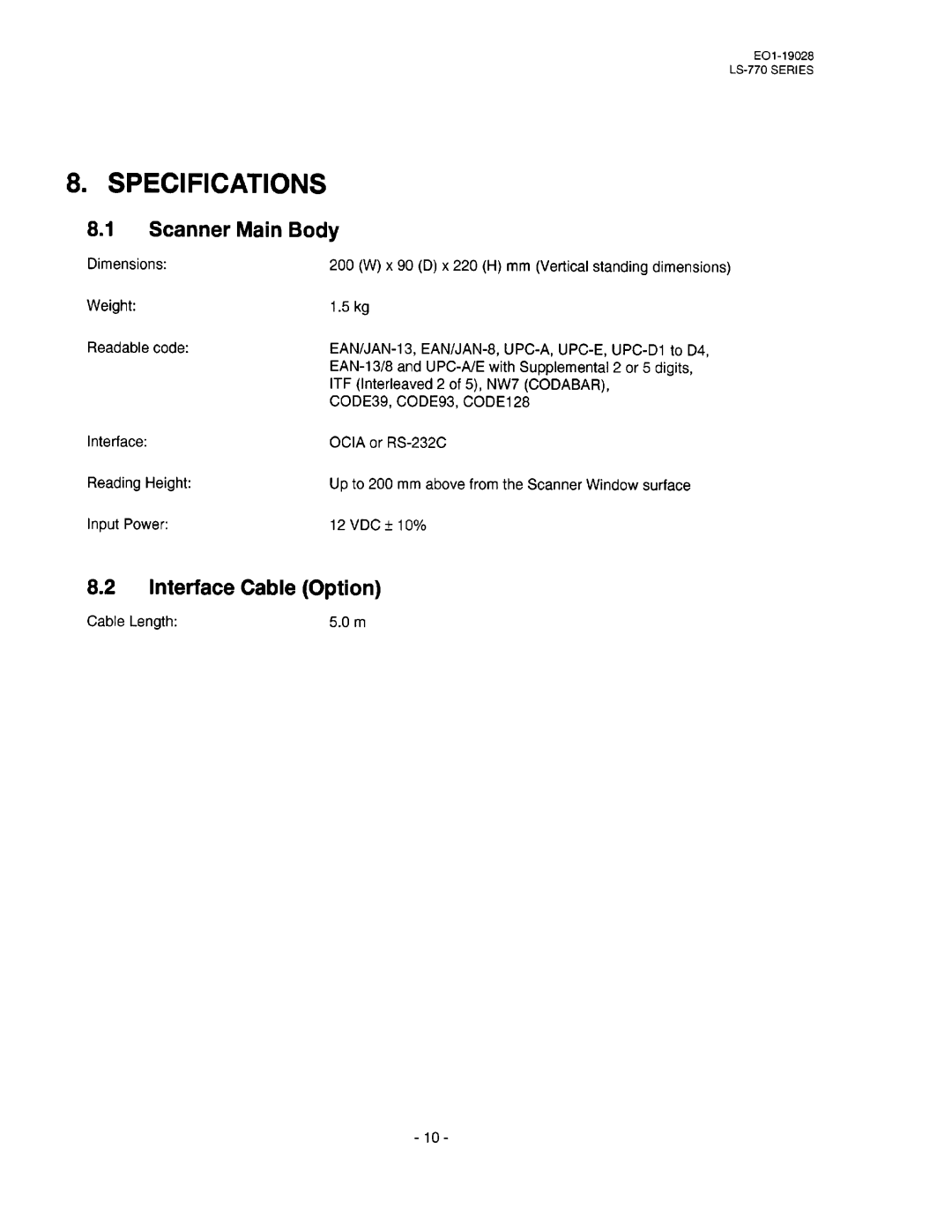 Toshiba EO1-19028B, LS-770 SERIES manual 