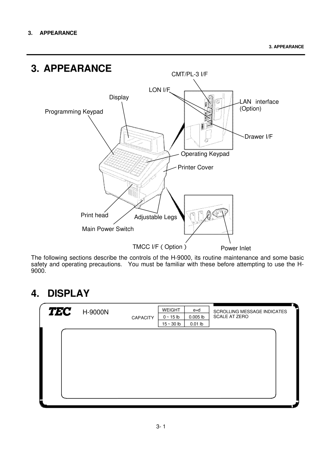 Toshiba EO1-32004BE, H-9000N-US owner manual Appearance, Display 