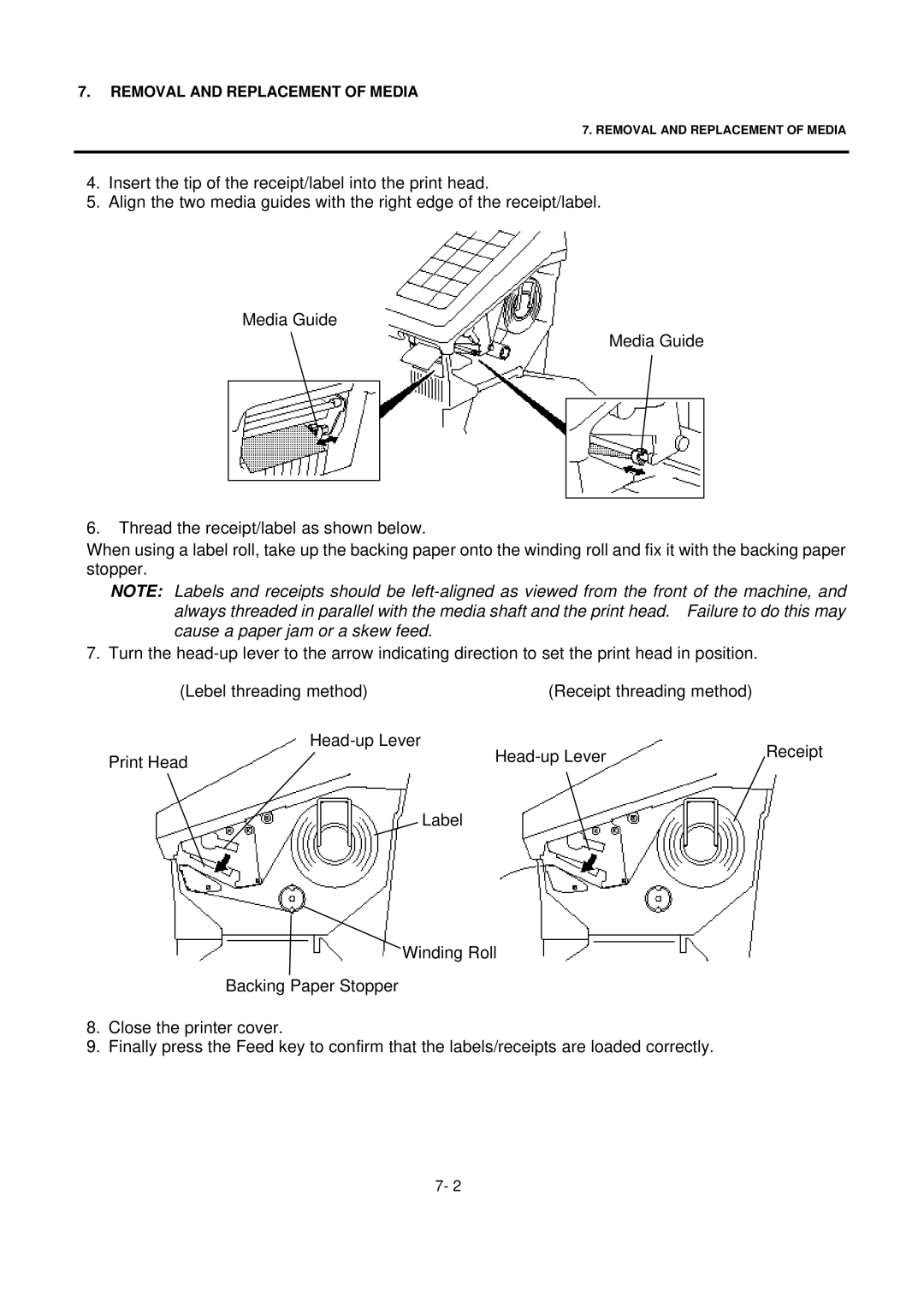 Toshiba EO1-32004BE, H-9000N-US owner manual Removal and Replacement of Media 