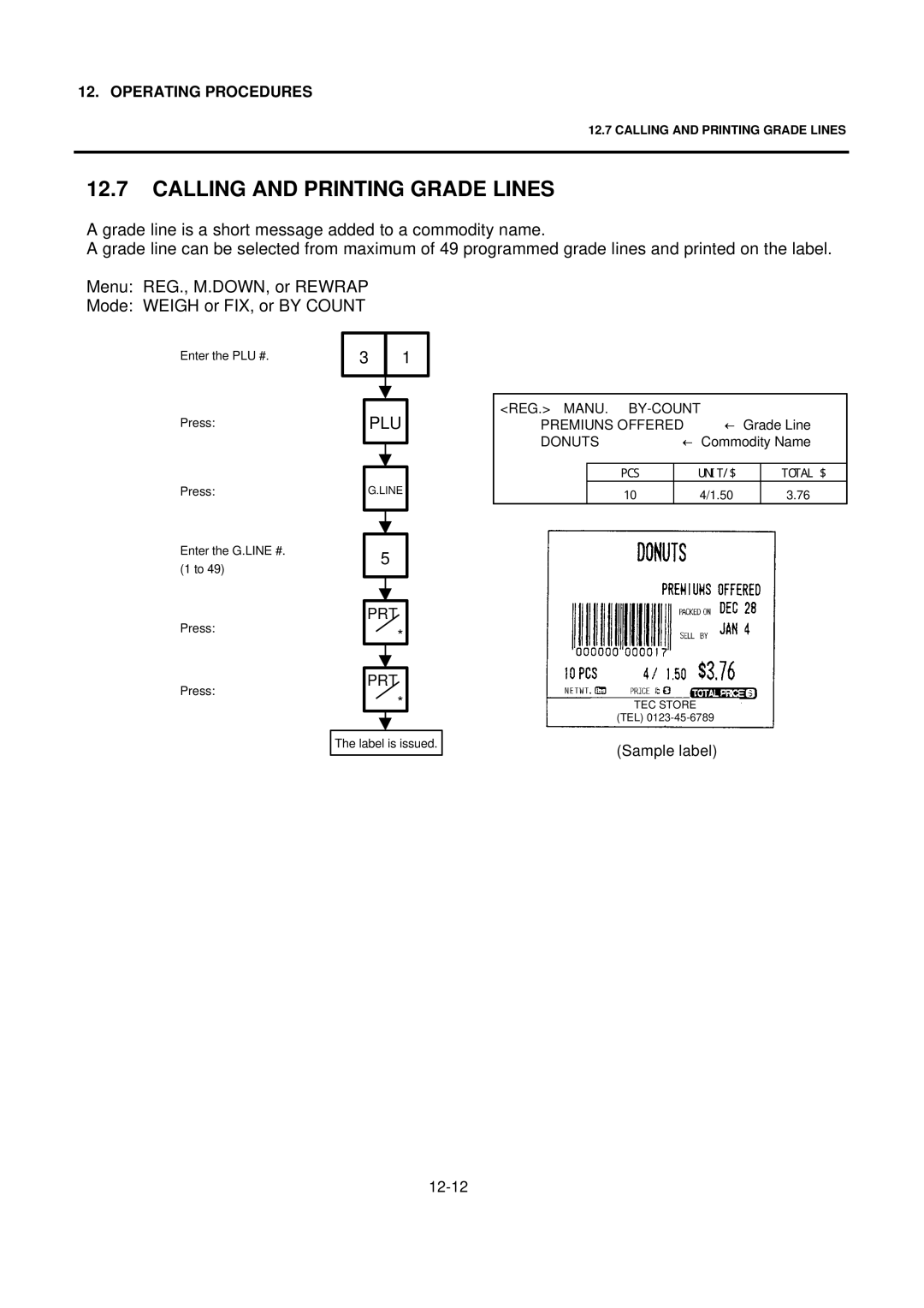 Toshiba EO1-32004BE, H-9000N-US owner manual Calling and Printing Grade Lines 