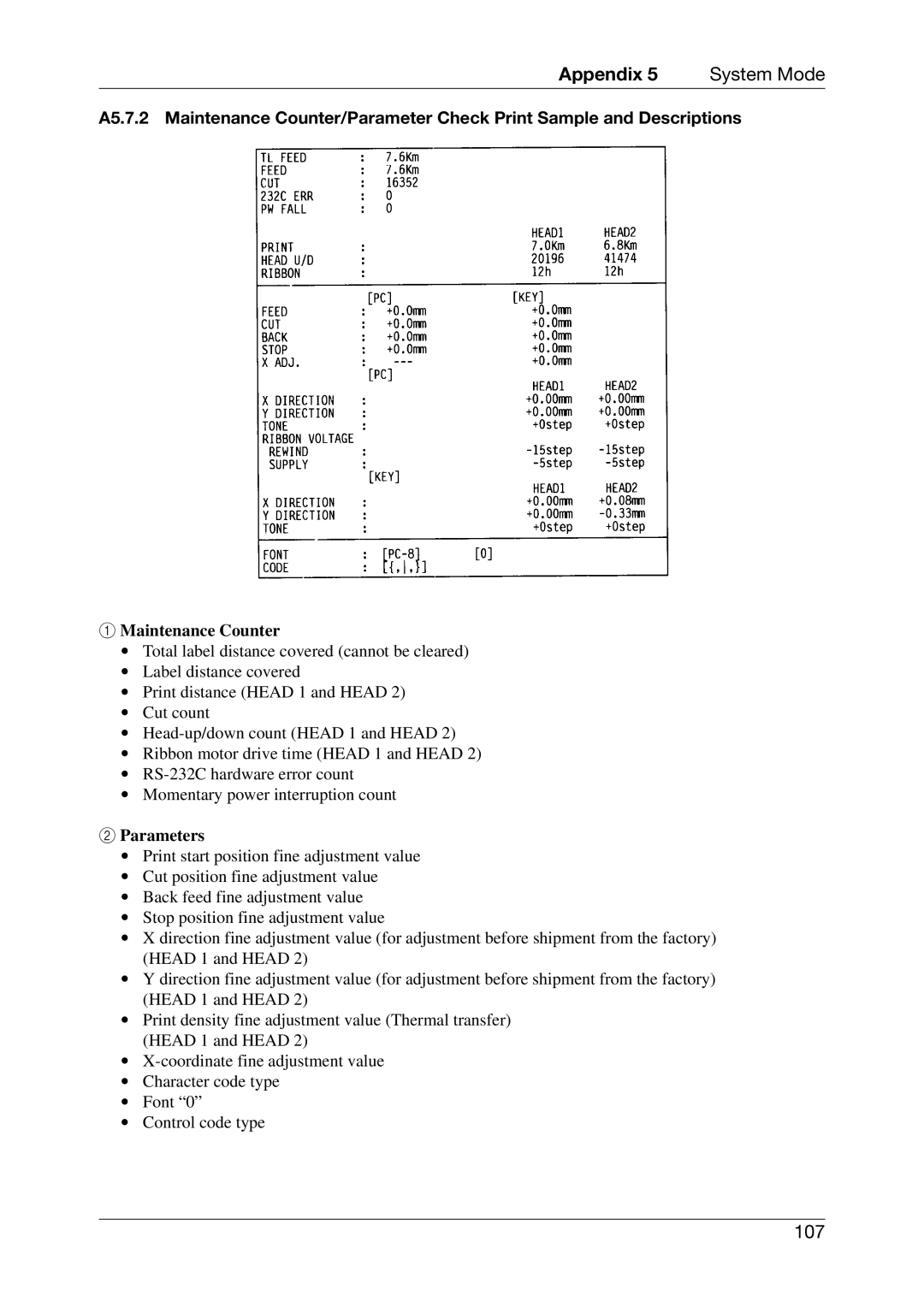 Toshiba CB-426-T3-QQ, EO1-33027E owner manual Maintenance Counter, Parameters 