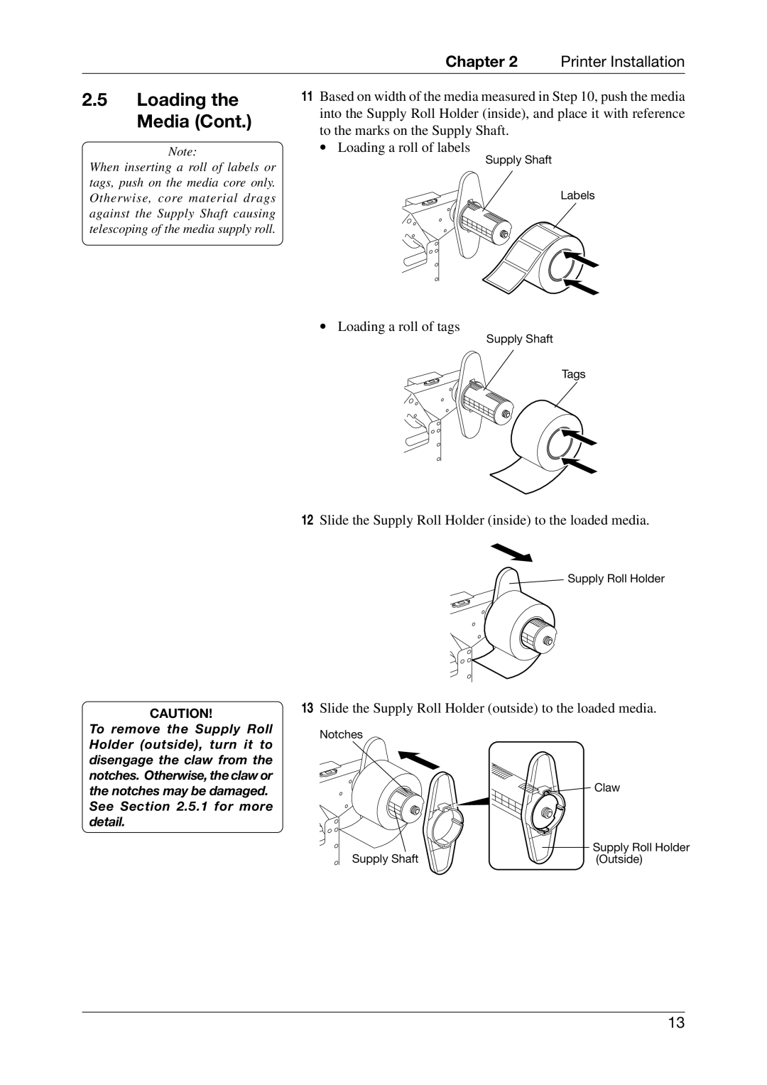 Toshiba EO1-33027E, CB-426-T3-QQ owner manual Slide the Supply Roll Holder inside to the loaded media 