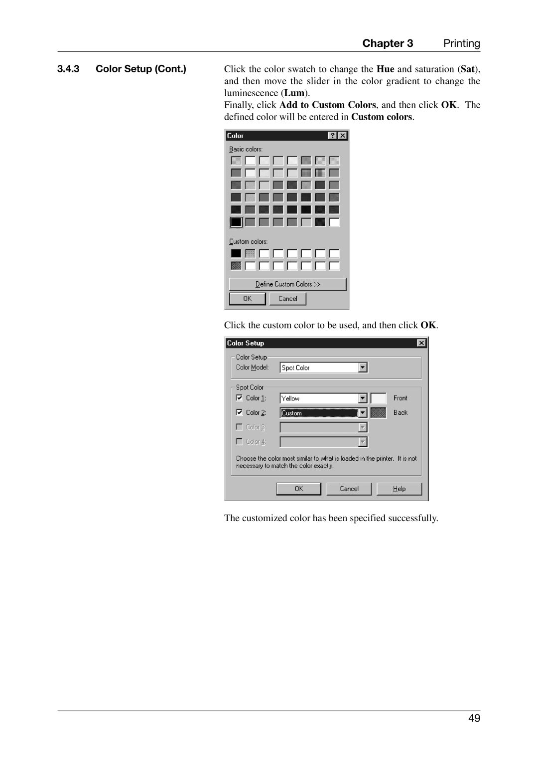 Toshiba EO1-33027E, CB-426-T3-QQ owner manual Click the color swatch to change the Hue and saturation Sat 