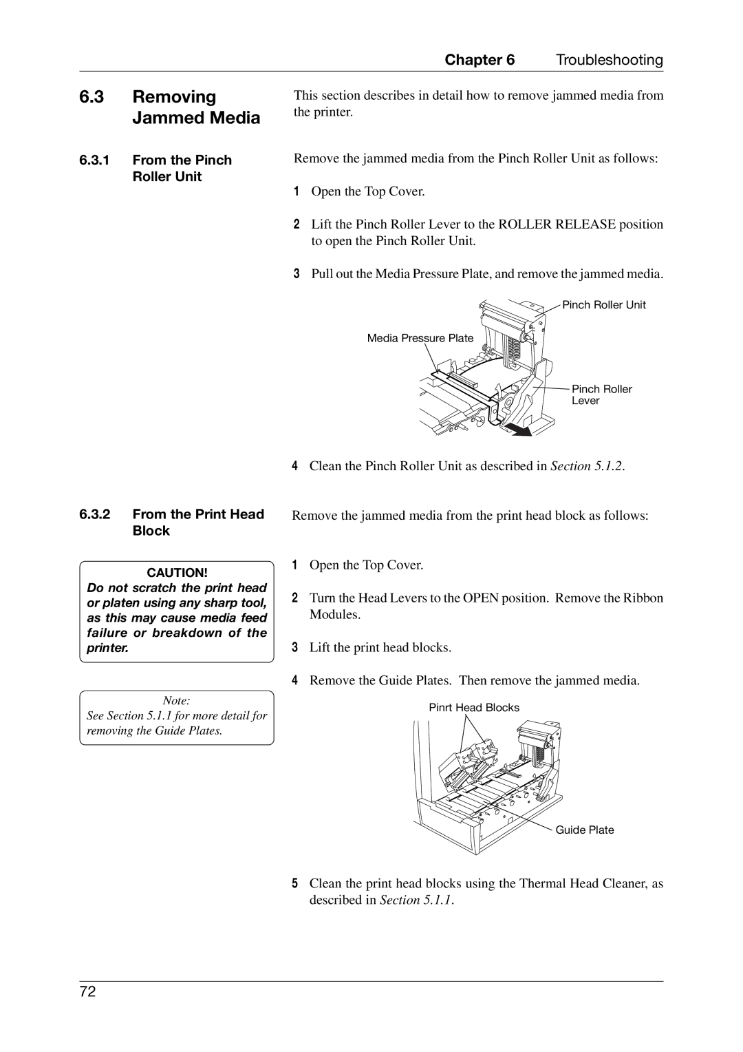 Toshiba EO1-33027E, CB-426-T3-QQ owner manual From the Pinch Roller Unit, From the Print Head Block 