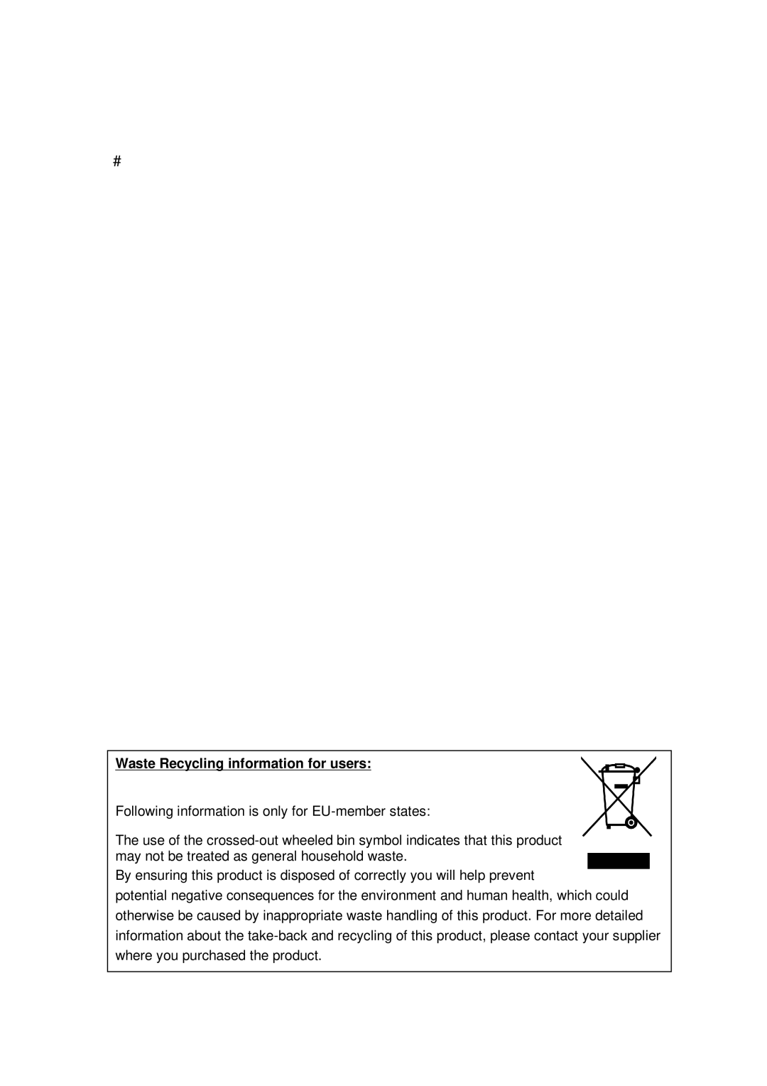 Toshiba EO1-33047, B-SA4TM SERIES owner manual Waste Recycling information for users 