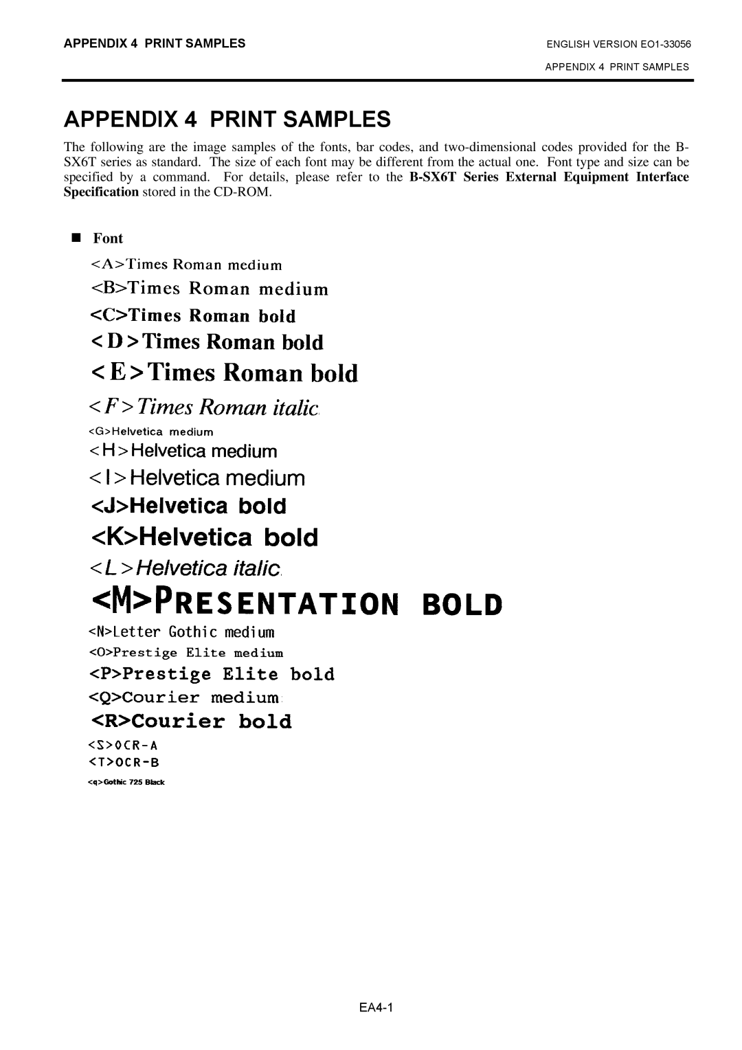 Toshiba B-SX6T Series, EO1-33056D owner manual Appendix 4 Print Samples 