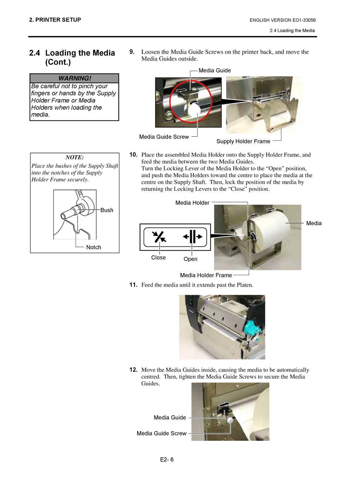 Toshiba EO1-33056D, B-SX6T Series owner manual Media Guide Media Guide Screw Supply Holder Frame 