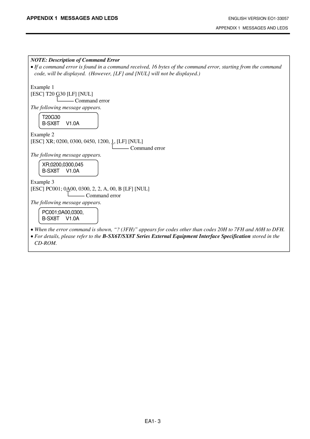 Toshiba B-SX8T SERIES, EO1-33057D owner manual Following message appears 