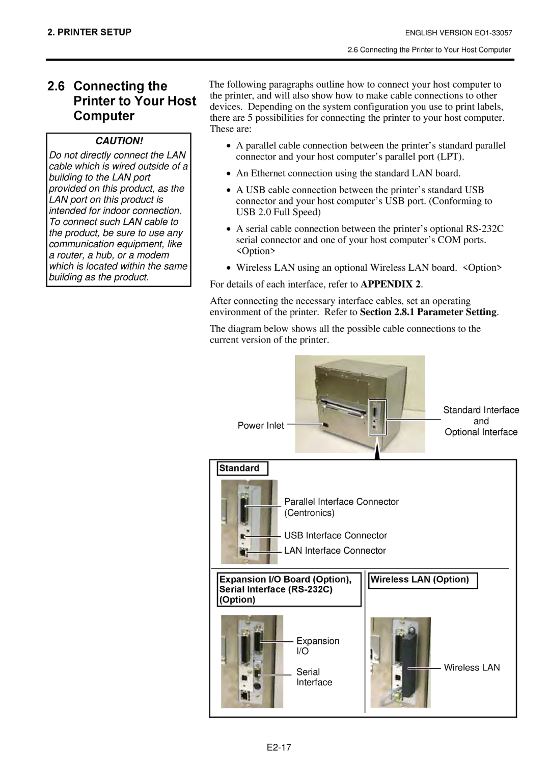 Toshiba B-SX8T SERIES, EO1-33057D owner manual Connecting the Printer to Your Host Computer 