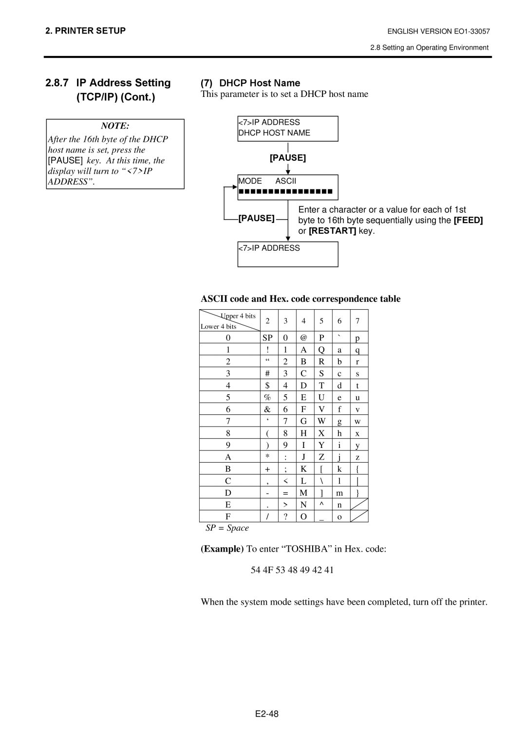 Toshiba EO1-33057D, B-SX8T SERIES owner manual Dhcp Host Name, This parameter is to set a Dhcp host name 