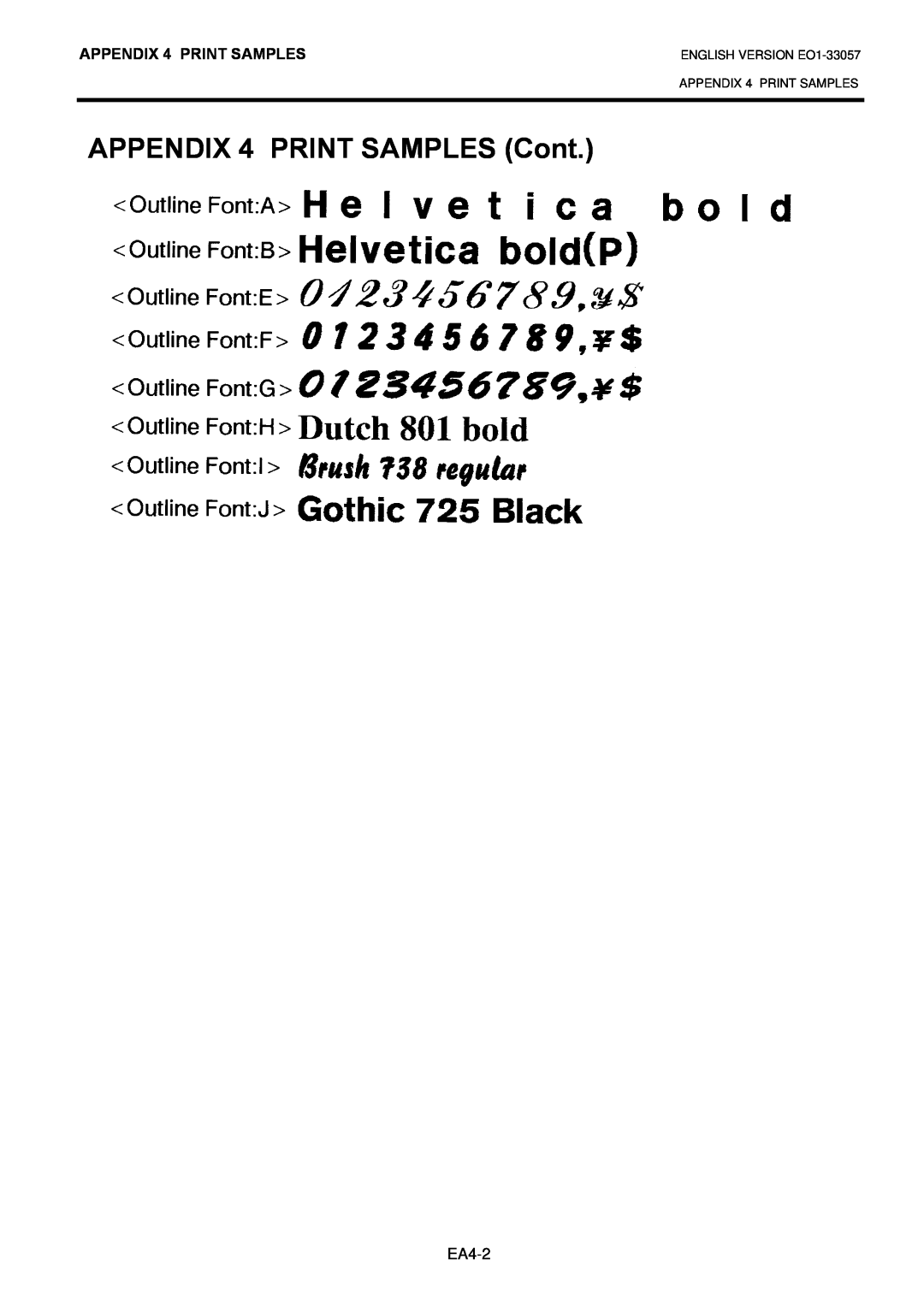 Toshiba B-SX8T SERIES, EO1-33057D owner manual APPENDIX 4 PRINT SAMPLES Cont, EA4-2 
