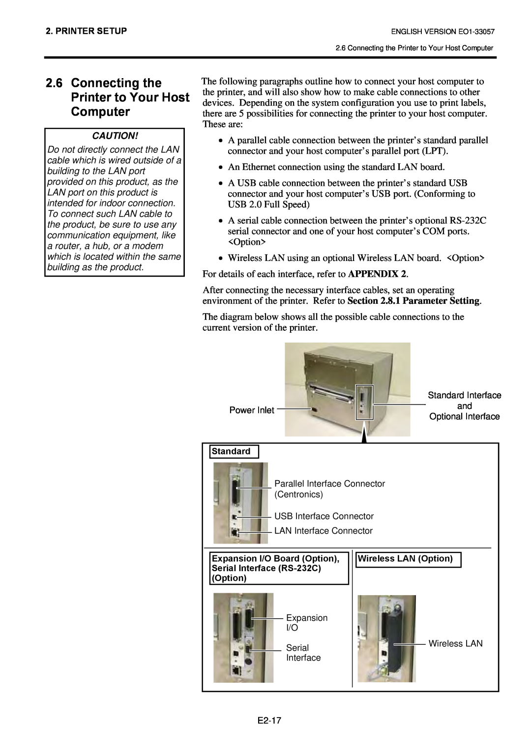 Toshiba B-SX8T SERIES, EO1-33057D owner manual Connecting the Printer to Your Host Computer 