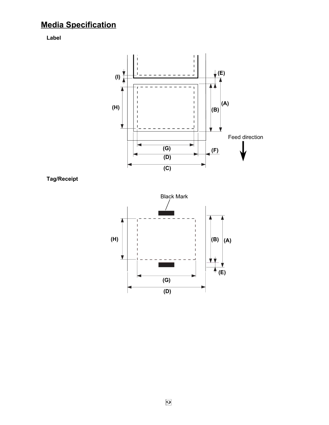 Toshiba EO1-33079, 7FM03281000 owner manual Media Specification, „ Label㩷 „ Tag/Receipt㩷 