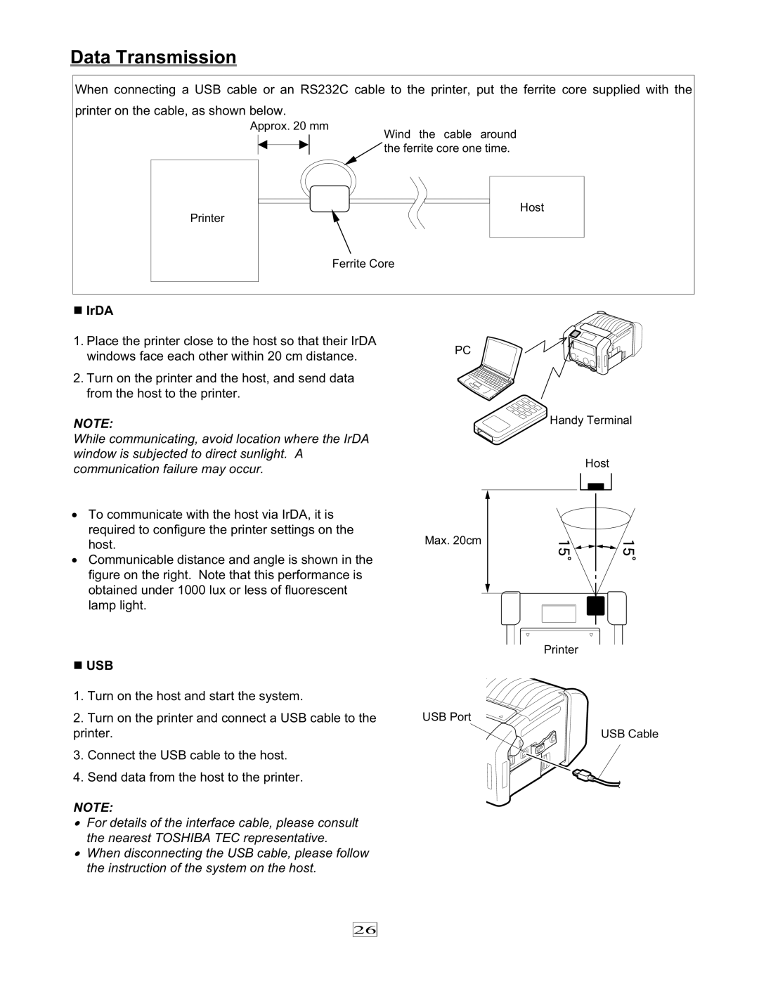 Toshiba 7FM03281000, EO1-33079 owner manual Data Transmission, „ IrDA 