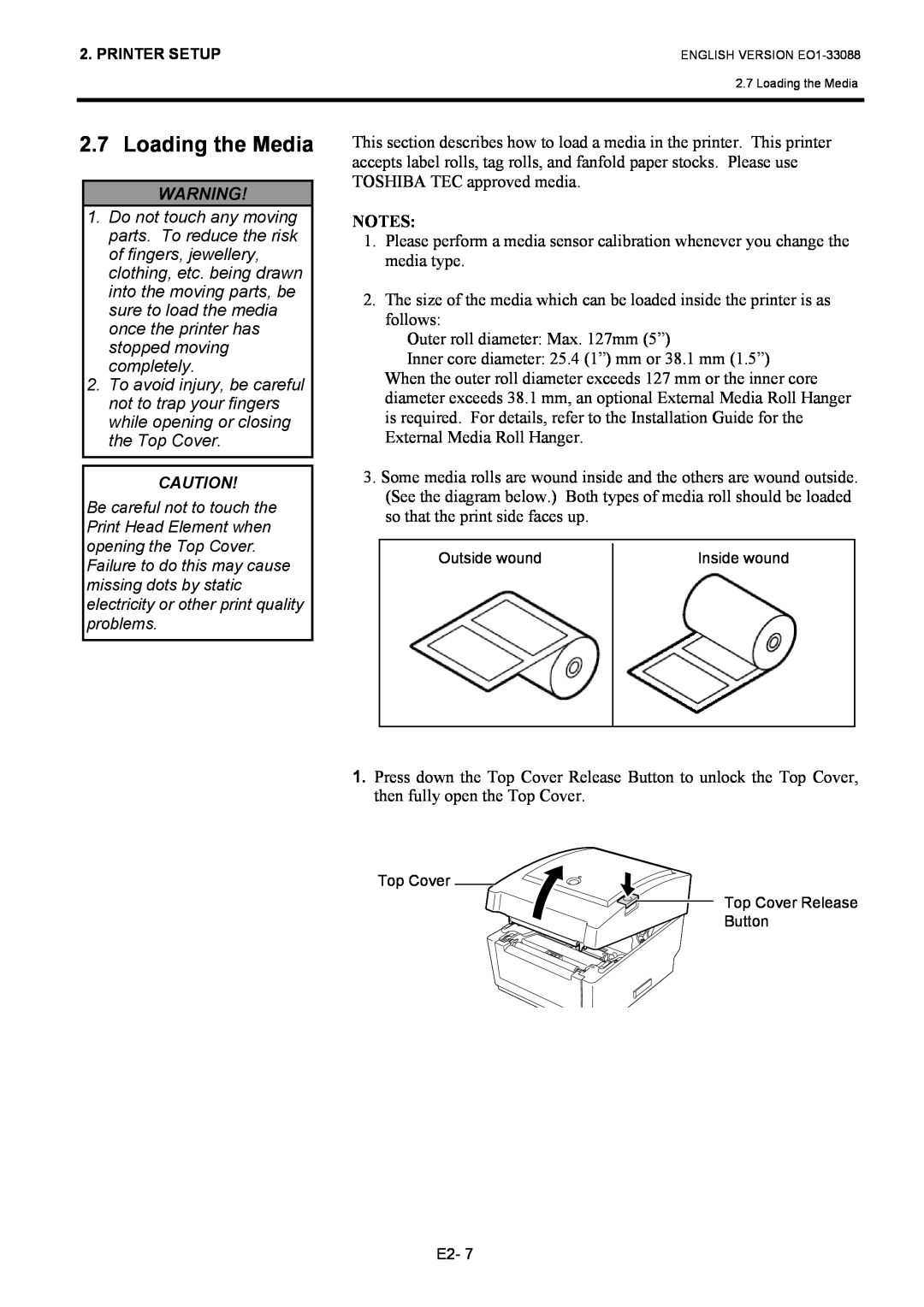 Toshiba B-EV4D SERIES owner manual ENGLISH VERSION EO1-33088 2.7 Loading the Media 