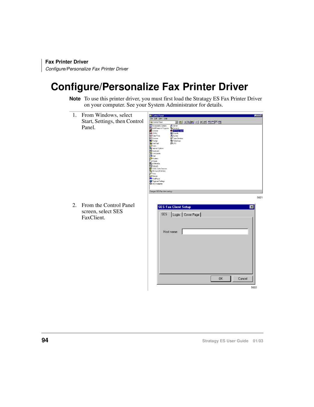 Toshiba ES4, ES96R, ES80 manual Configure/Personalize Fax Printer Driver 