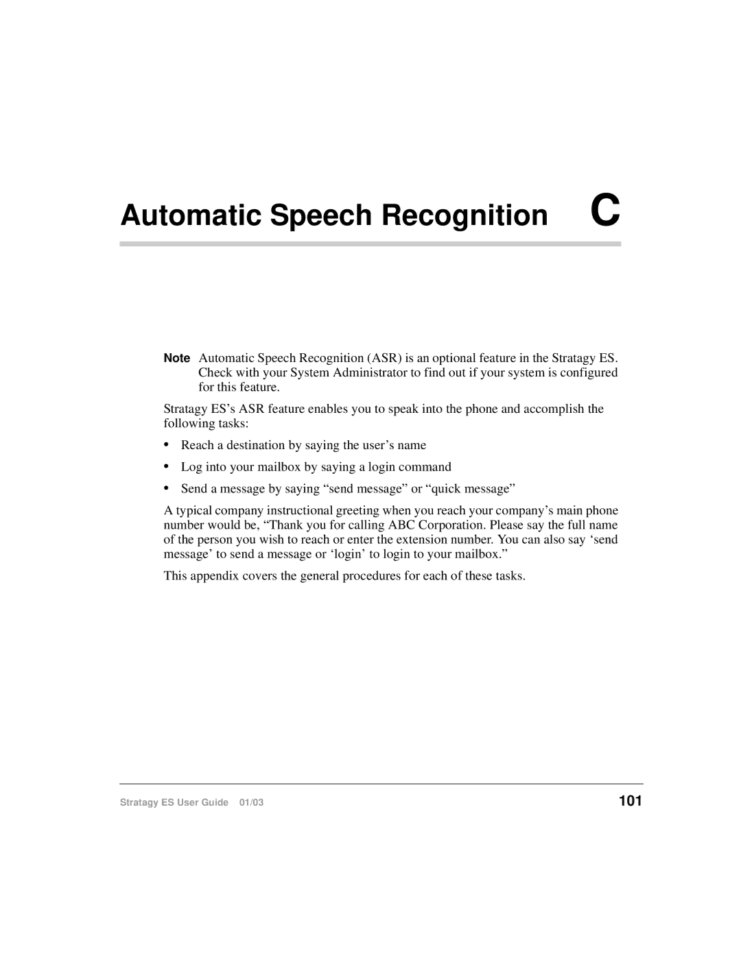 Toshiba ES4, ES96R, ES80 manual Automatic Speech Recognition C, 101 