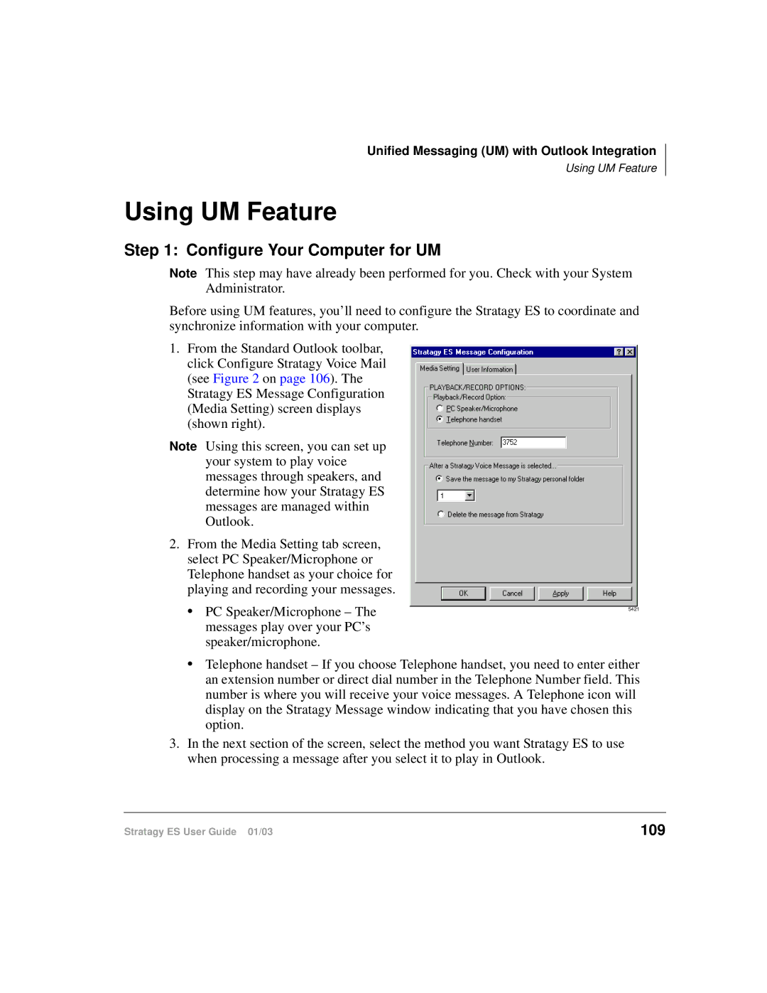 Toshiba ES4, ES96R, ES80 manual Using UM Feature, 109 