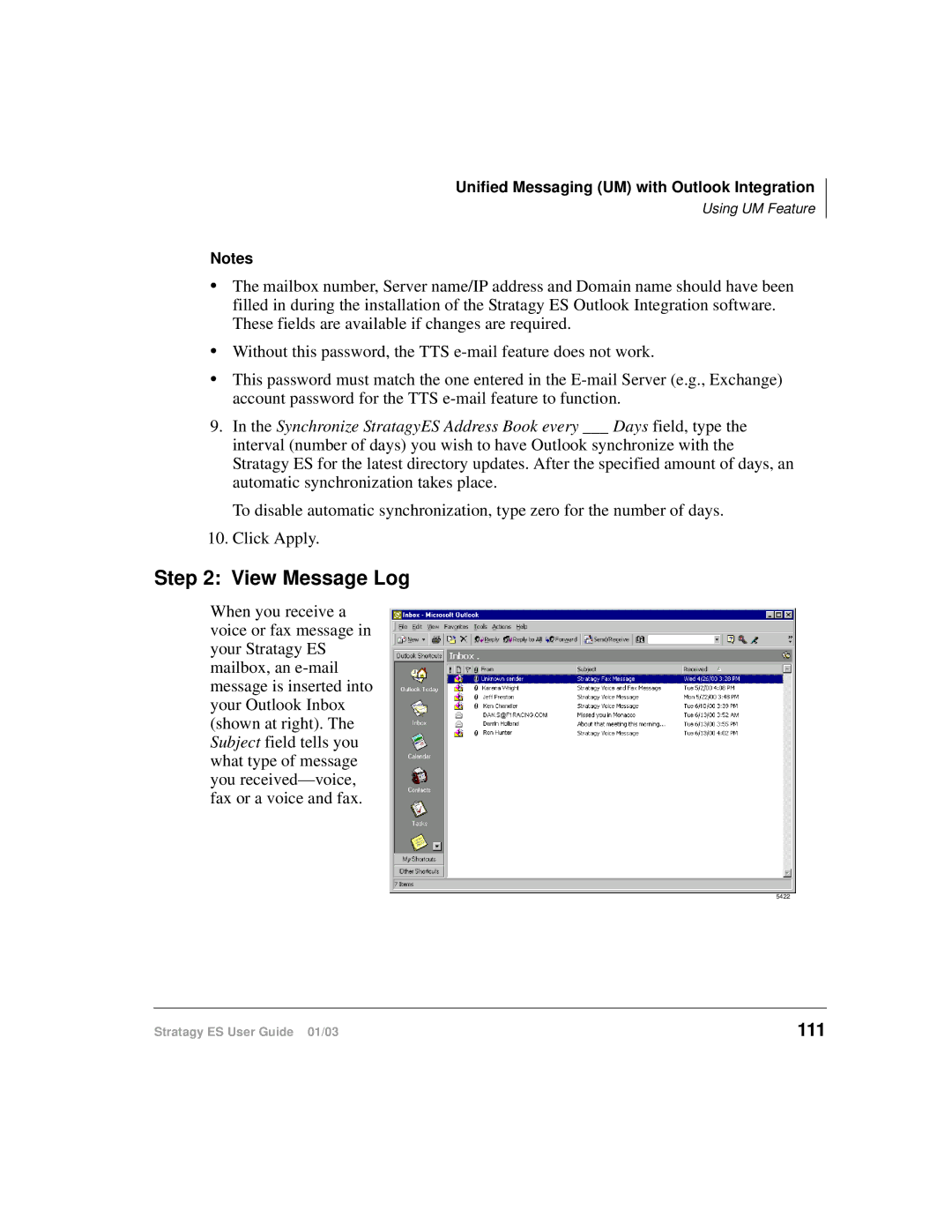 Toshiba ES96R, ES4, ES80 manual View Message Log, 111 