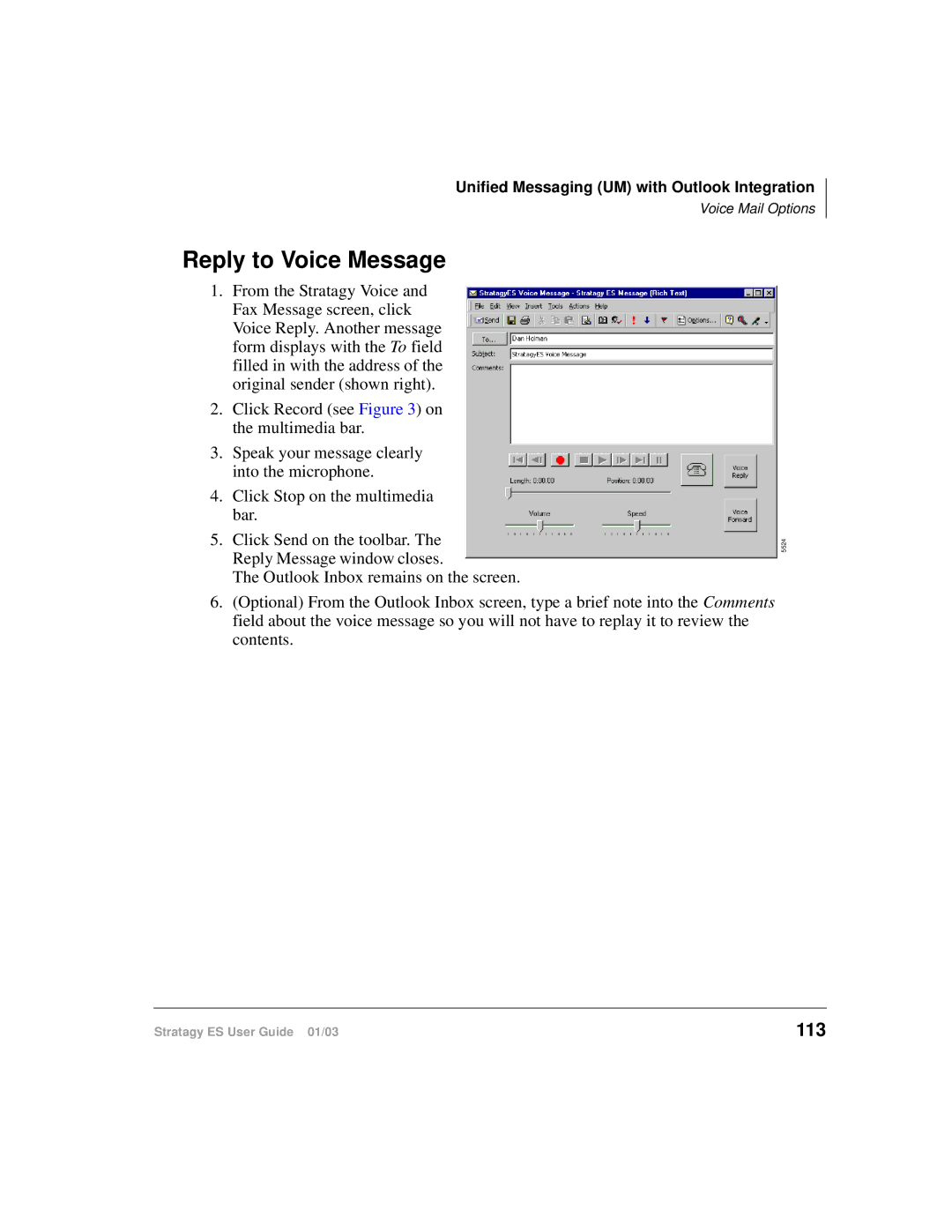 Toshiba ES4, ES96R, ES80 manual Reply to Voice Message, 113 