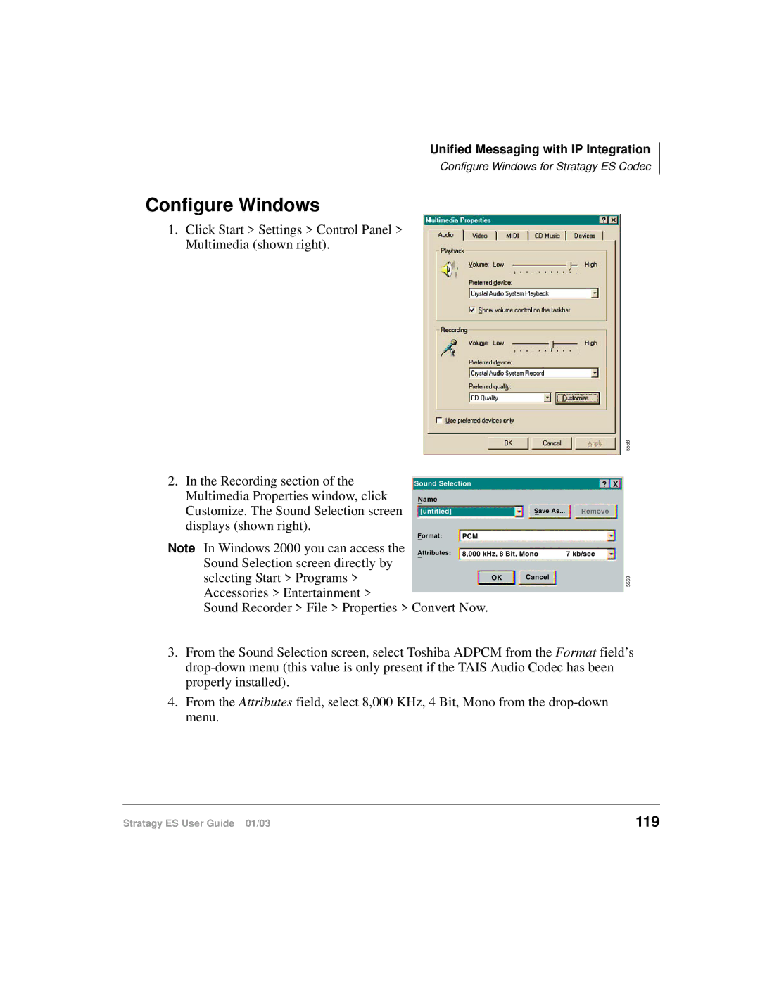 Toshiba ES96R, ES4, ES80 manual Configure Windows, 119 