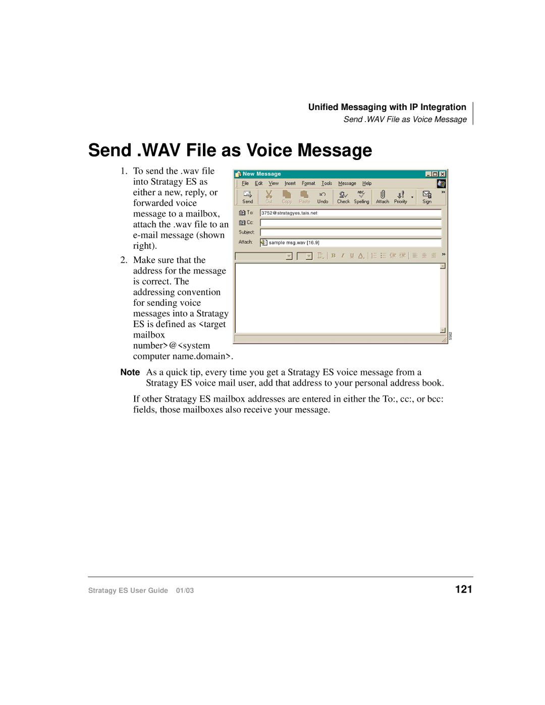 Toshiba ES4, ES96R, ES80 manual Send .WAV File as Voice Message, 121 