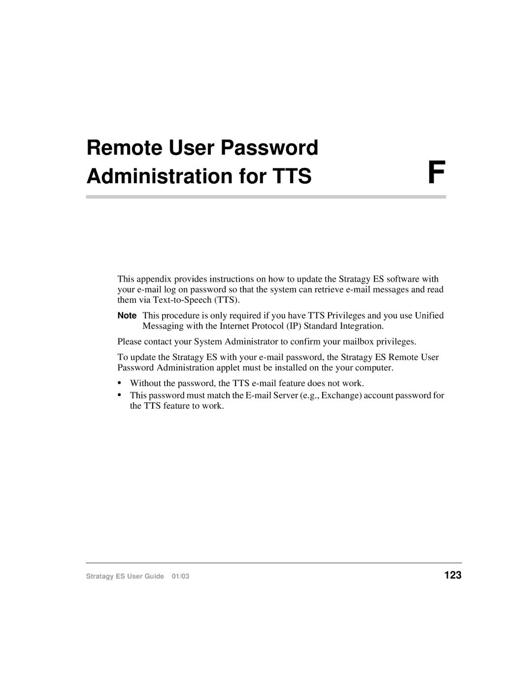 Toshiba ES96R, ES4, ES80 manual Remote User Password Administration for TTS, 123 