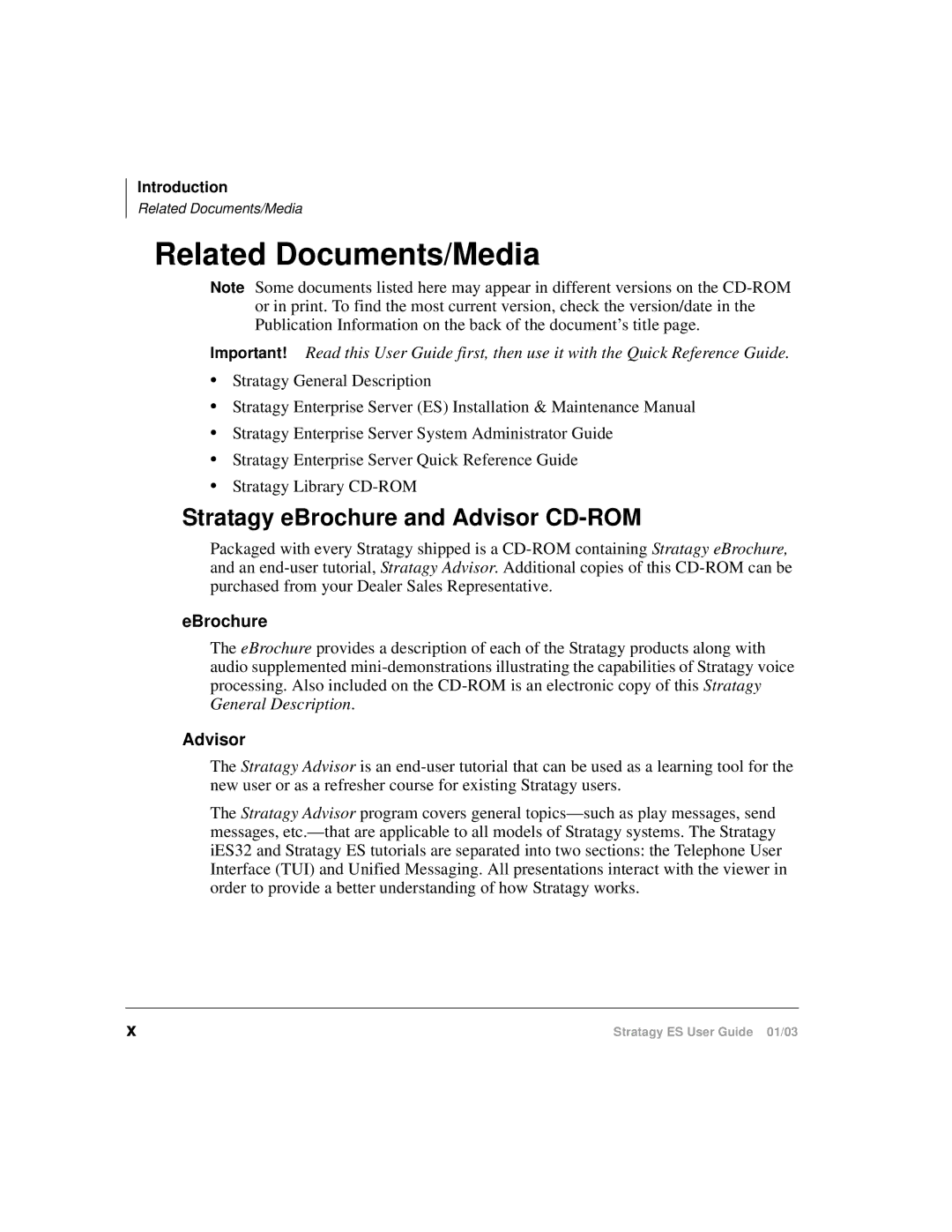 Toshiba ES80, ES4, ES96R manual Related Documents/Media, Stratagy eBrochure and Advisor CD-ROM 