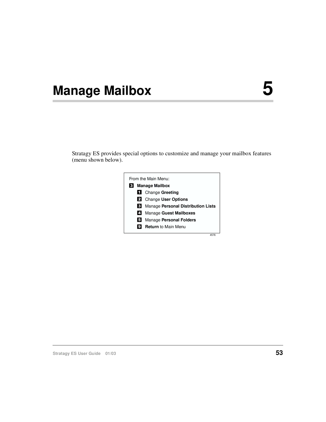 Toshiba ES4, ES96R, ES80 manual Manage Mailbox 