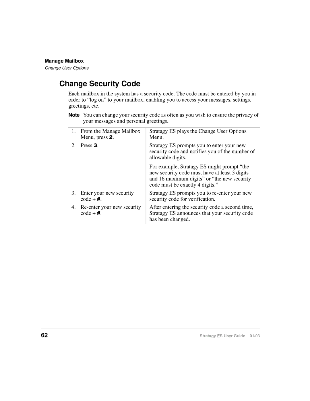 Toshiba ES4, ES96R, ES80 manual Change Security Code 